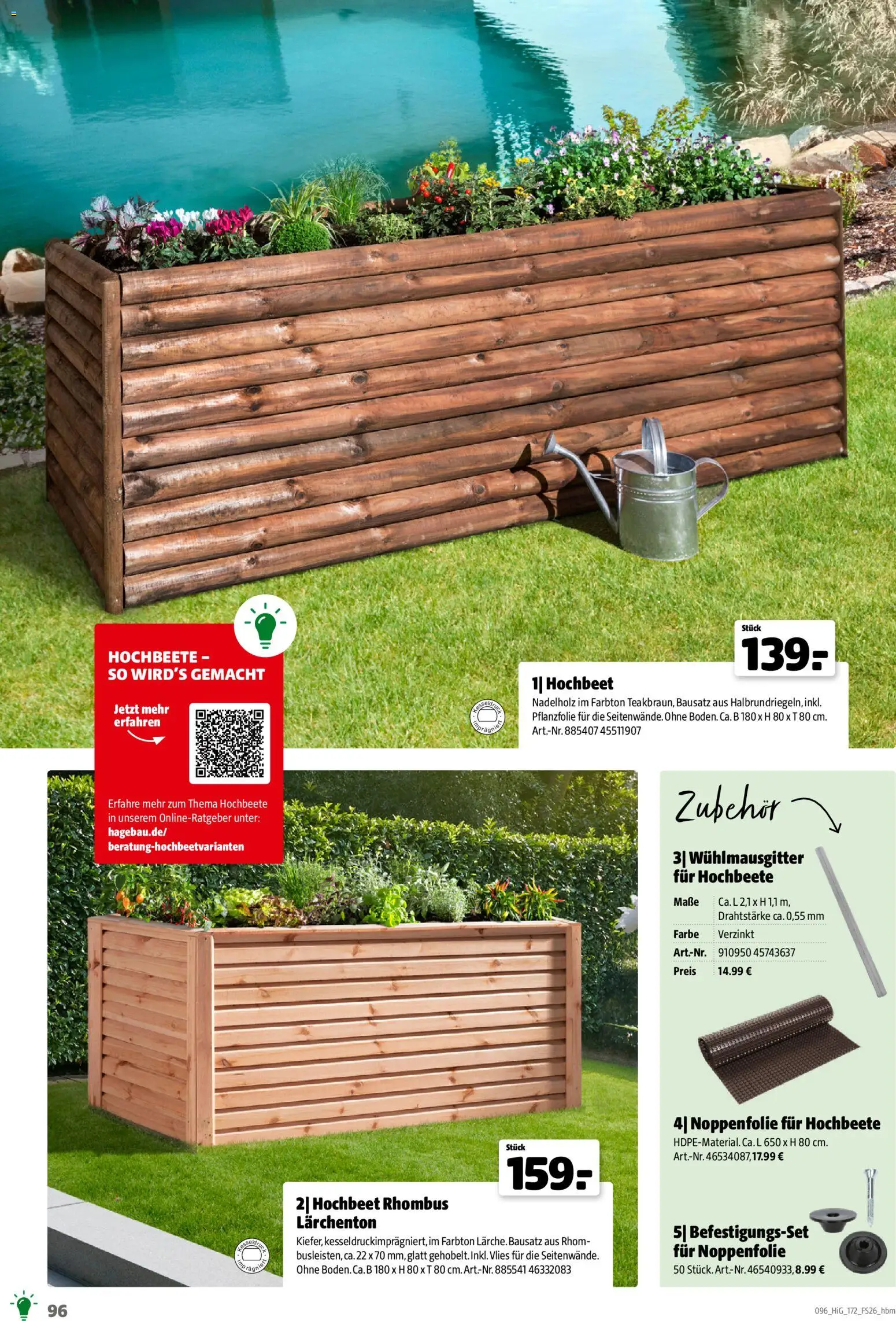 Hagebau Gartengestaltungsortiment – gültig ab 02.03.2026 | Seite: 96 | Produkte: Hochbeet
