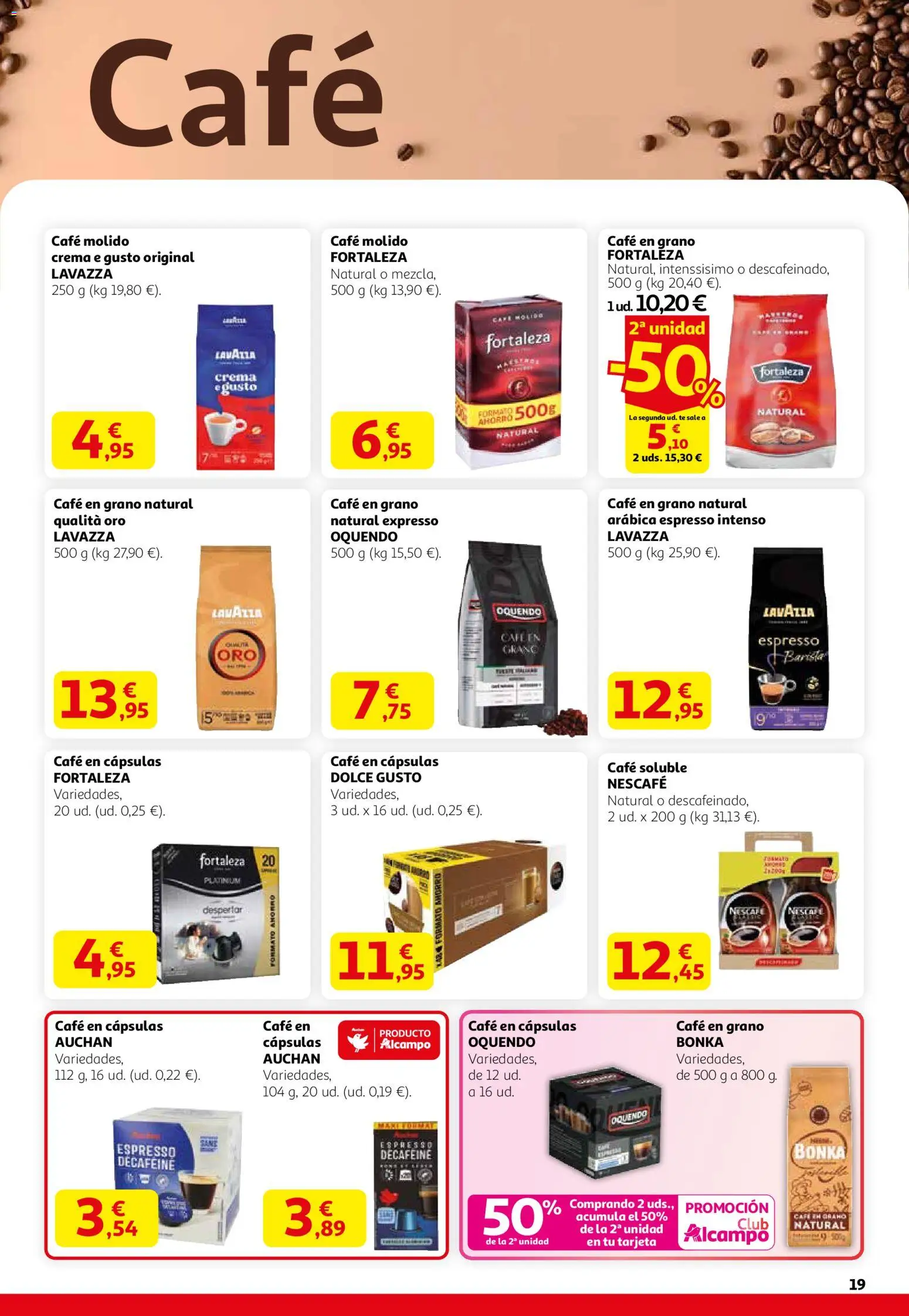 Alcampo - HP Nacional  │ válido desde el 12.02.2026 | Página: 19 | Productos: Café molido, Crema, Μηχανή καφέ, Café en grano