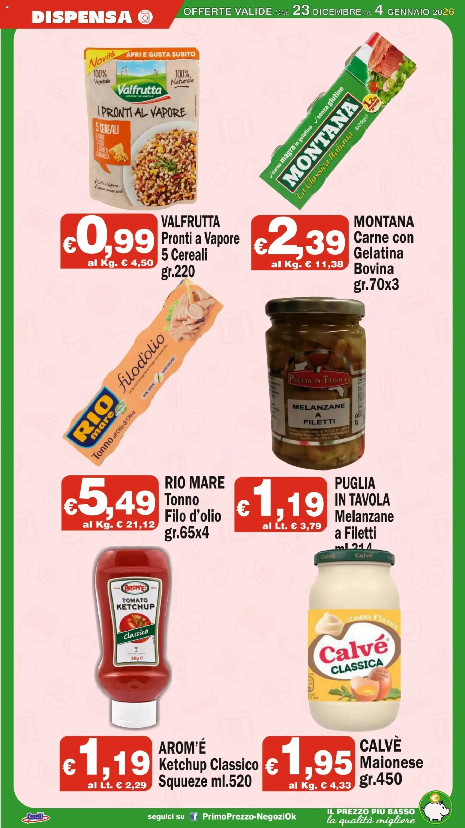 Volantino Primo Prezzo del 23.12.2025 | Pagina: 8 | Prodotti: Carote, Olio, The, Melanzane