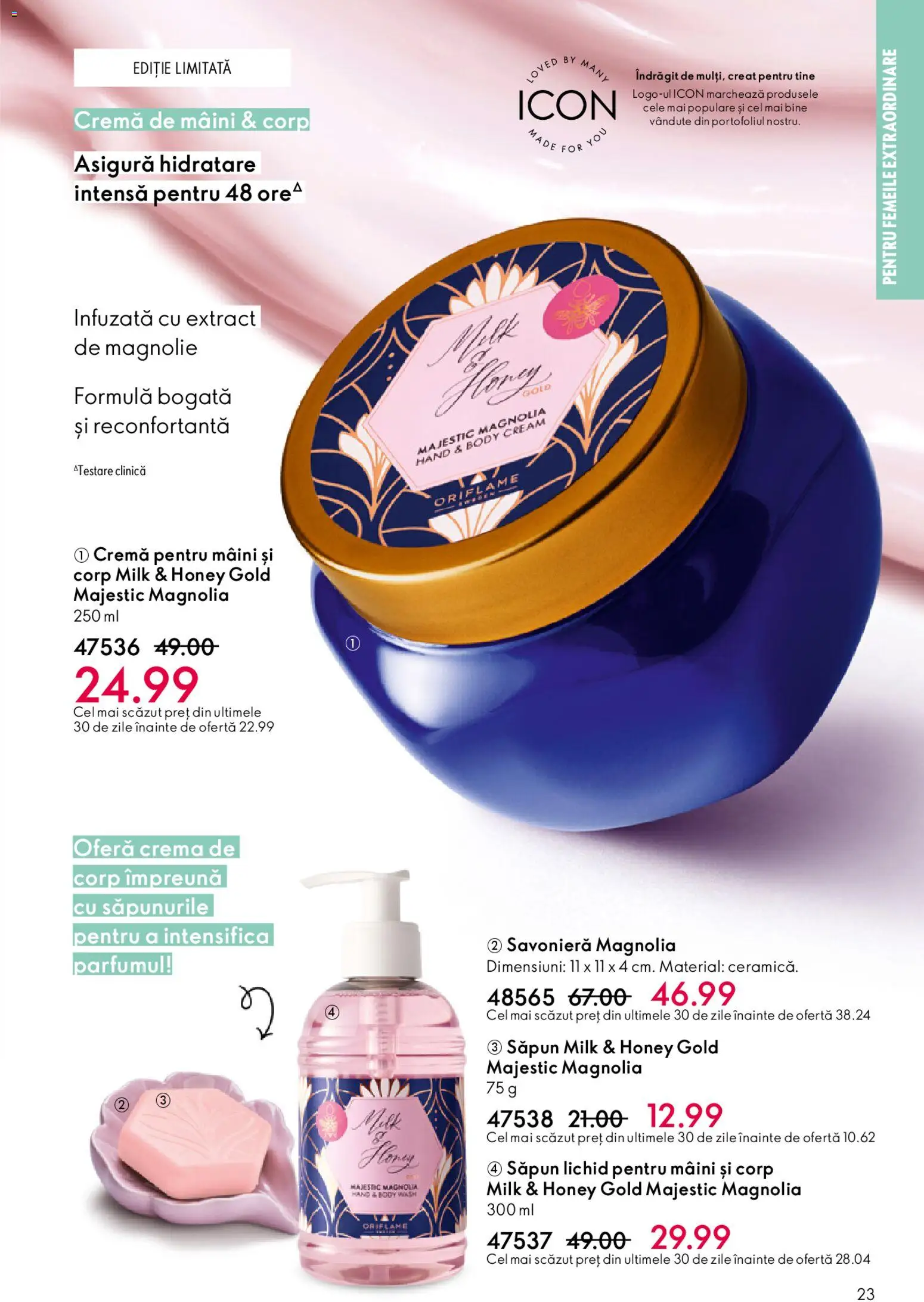 Noul catalog Oriflame – valabil de la 11.02.2026 | Pagină: 23 | Produse: Body, Cremă, Cremă de corp, Săpun lichid