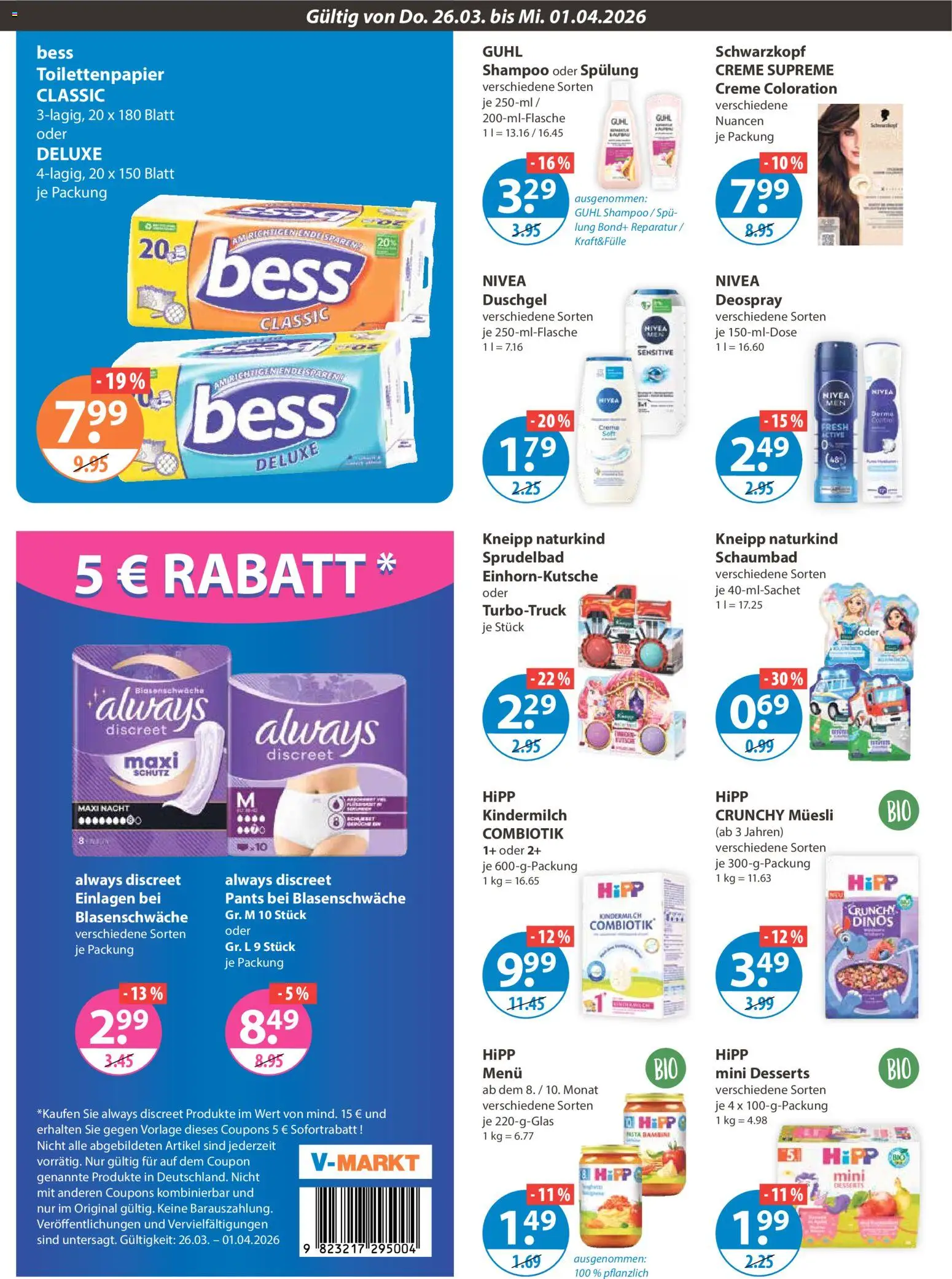 V-Markt Schwaben / Oberbayern – gültig ab 26.03.2026 | Seite: 14 | Produkte: Shampoo, Spülung, Duschgel, Deospray