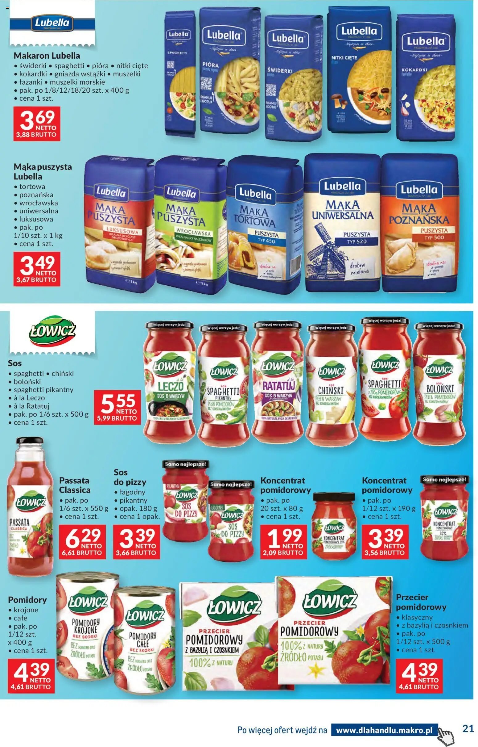 Makro Gazetka - Dystrybucja do sklepów od 07.01.2026 | Strona: 21 | Produkty: Przecier pomidorowy, Bazylia, Pomidory, Makaron