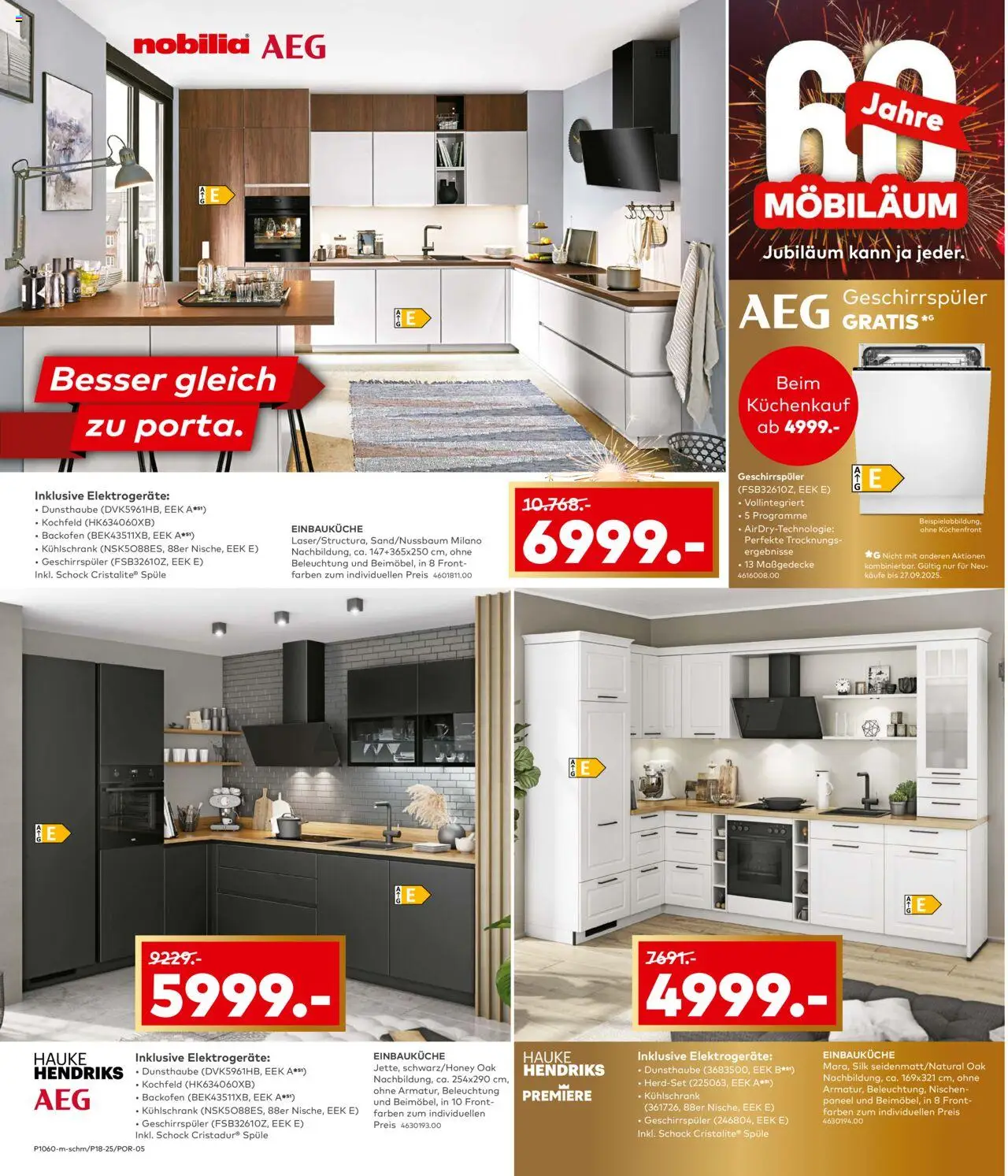 Porta! Küchentester gesucht - Aachen – gültig ab 14.09.2025 | Seite: 2 | Produkte: AEG, Geschirrspüler, Einbauküche, Kühlschrank