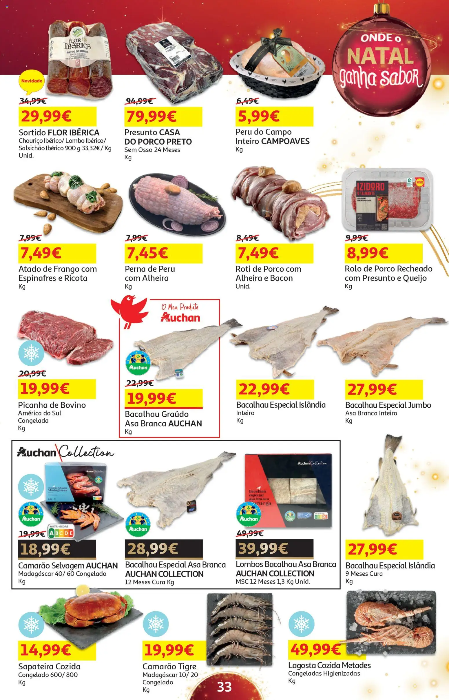 Auchan - Presentes │ válido de 05.12.2025 | Página: 33 | Produtos: Espinafres, Frango, Peru, Lagosta
