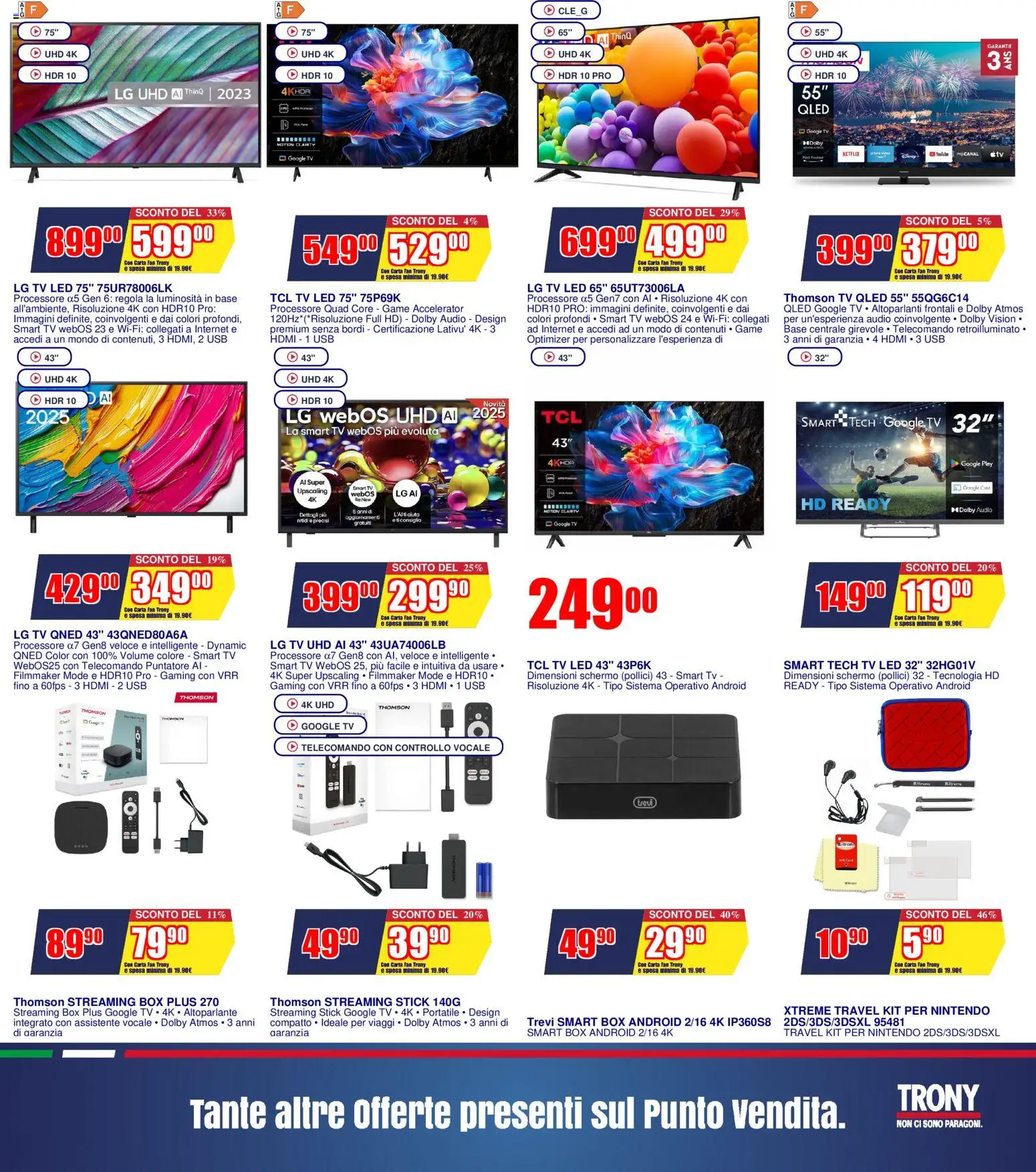 Volantino Trony del 27.12.2025 | Pagina: 16 | Prodotti: Schermo, Telecomando, smart TV, TV