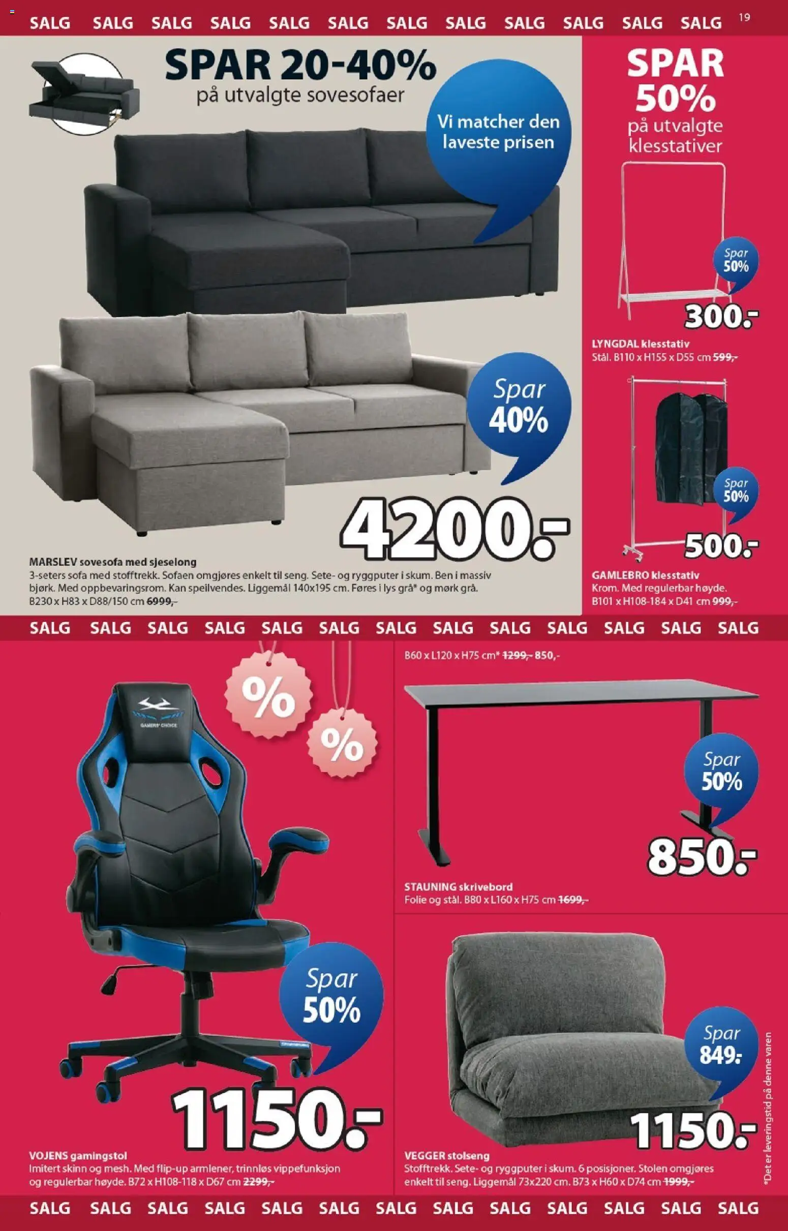 {H1} | Side: 19 | Produkter: Gown, Lys, Sofa, Klesstativ