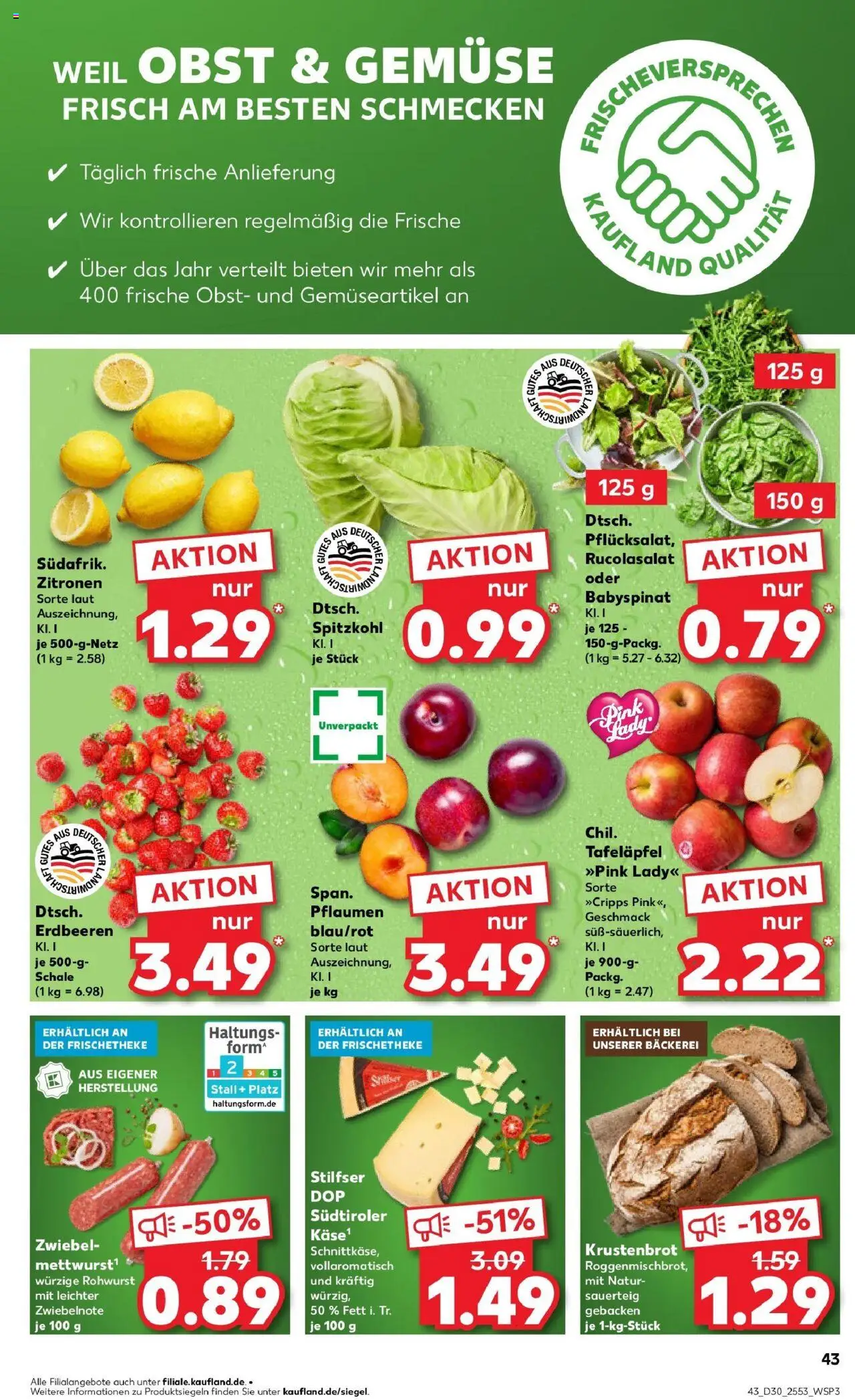 Kaufland prospekt Bad Dürrheim	 - gültig ab dem 24.07.2025 | Seite: 43 | Produkte: Bäckerei, Pflaumen, Apple, Gemüse
