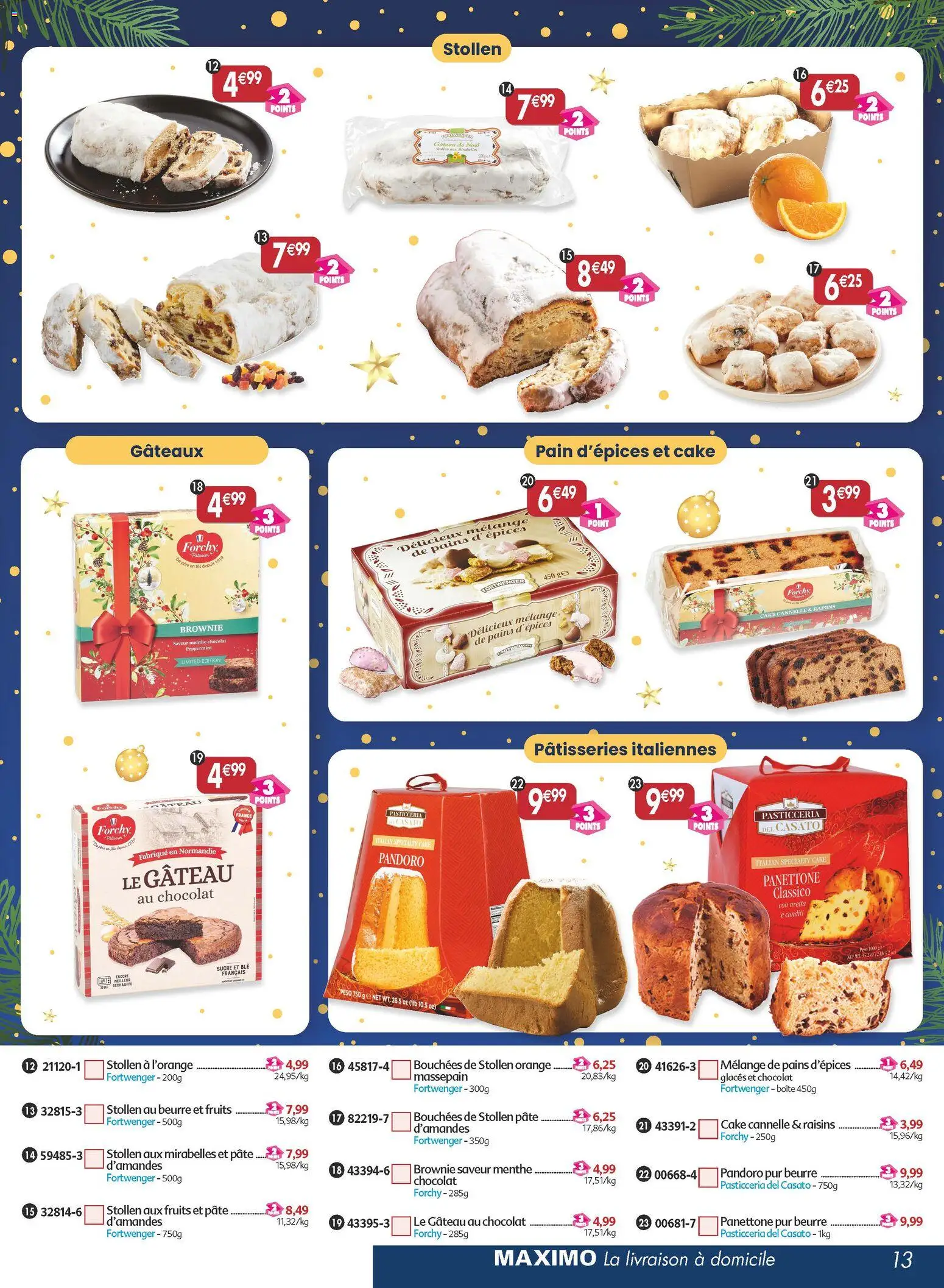 {H1} | Page: 13 | Produits: Panettone, Peppermint, Cannelle, Chocolat
