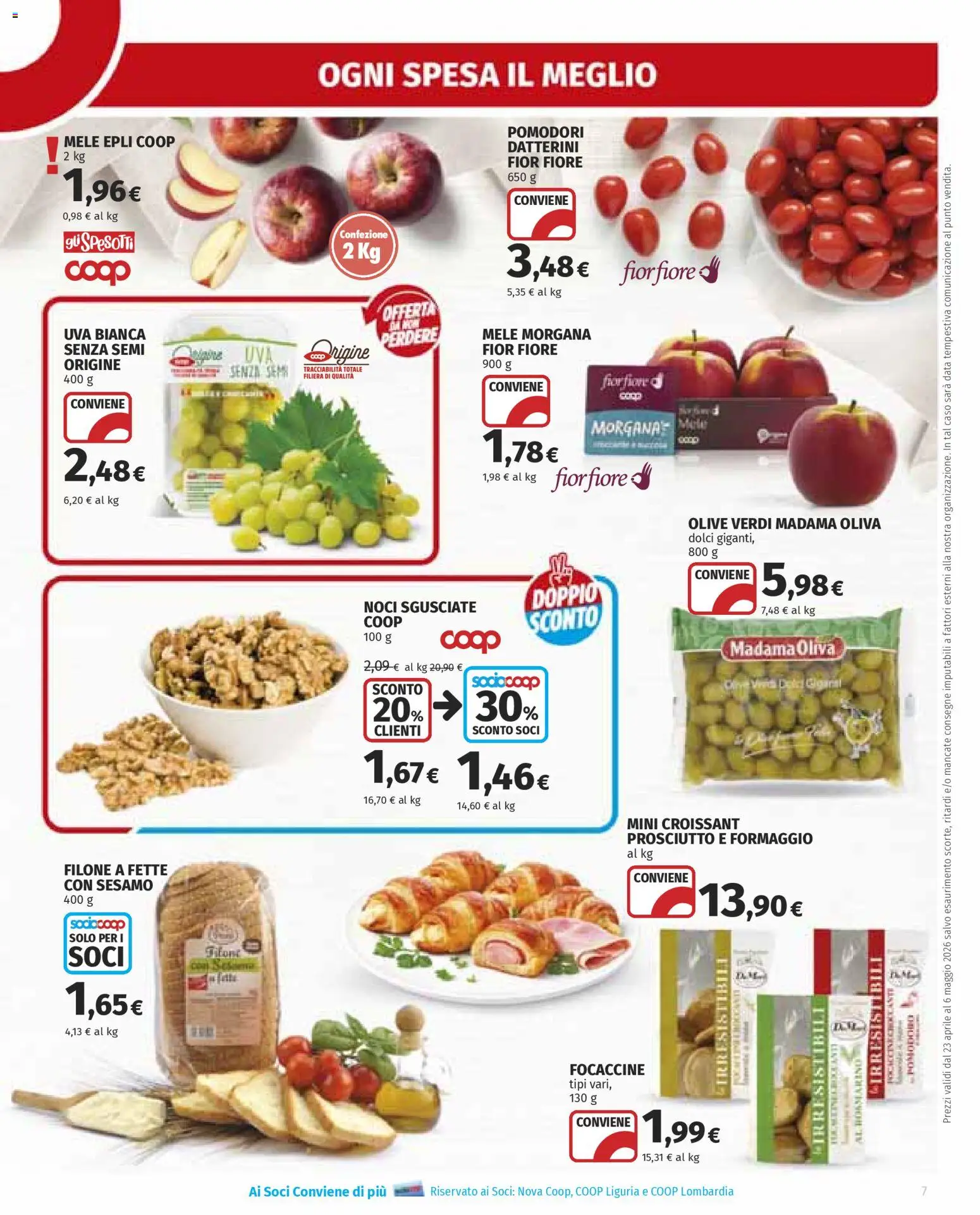 Volantino Ipercoop del 23.04.2026 | Pagina: 7 | Prodotti: Mele, Prosciutto, Uva, Data