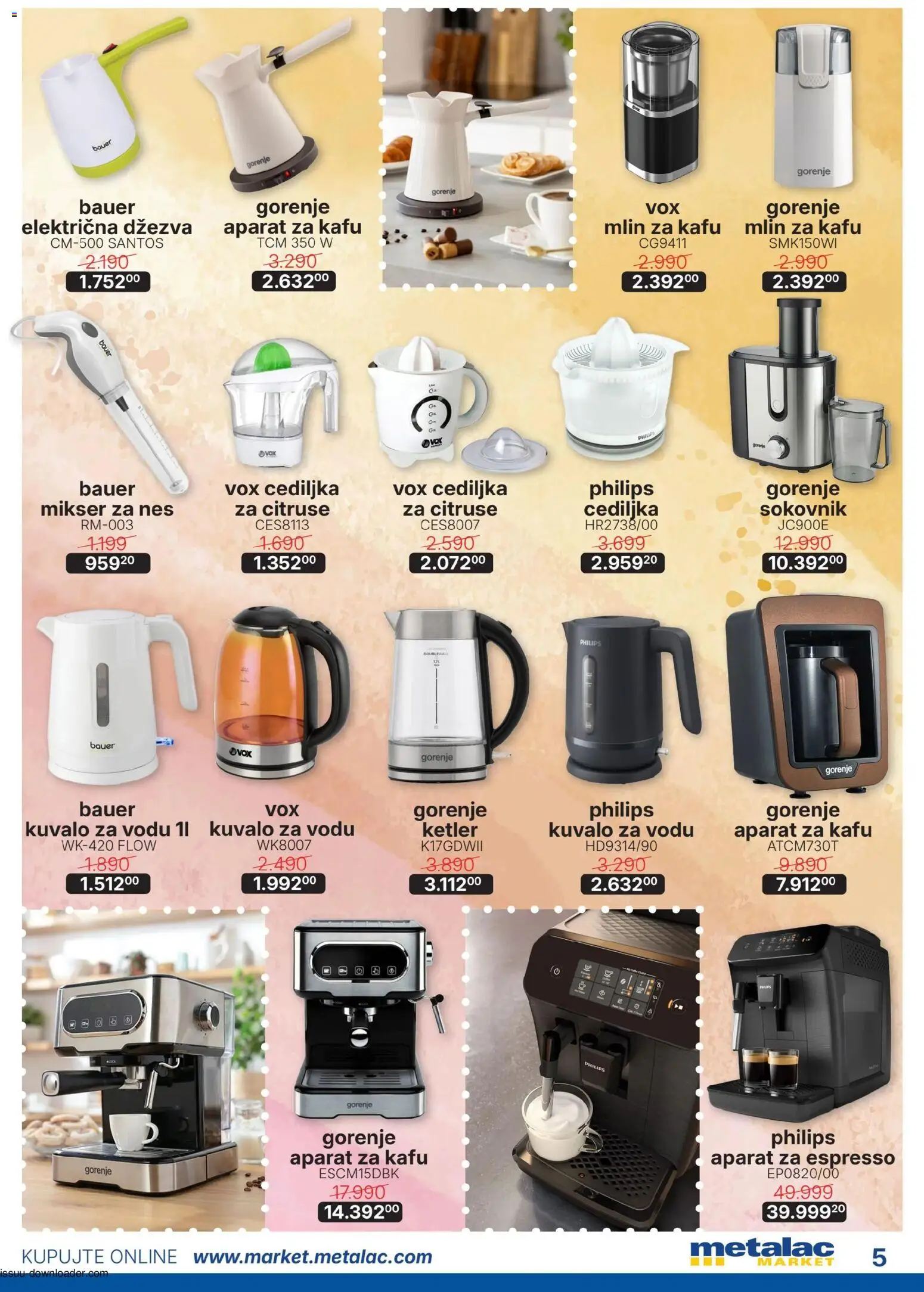 Metalac Market katalog - važi od 01.02.2026 | Strana: 5 | Proizvode: Aparat za kafu, Mlin, Mikser, Džezva
