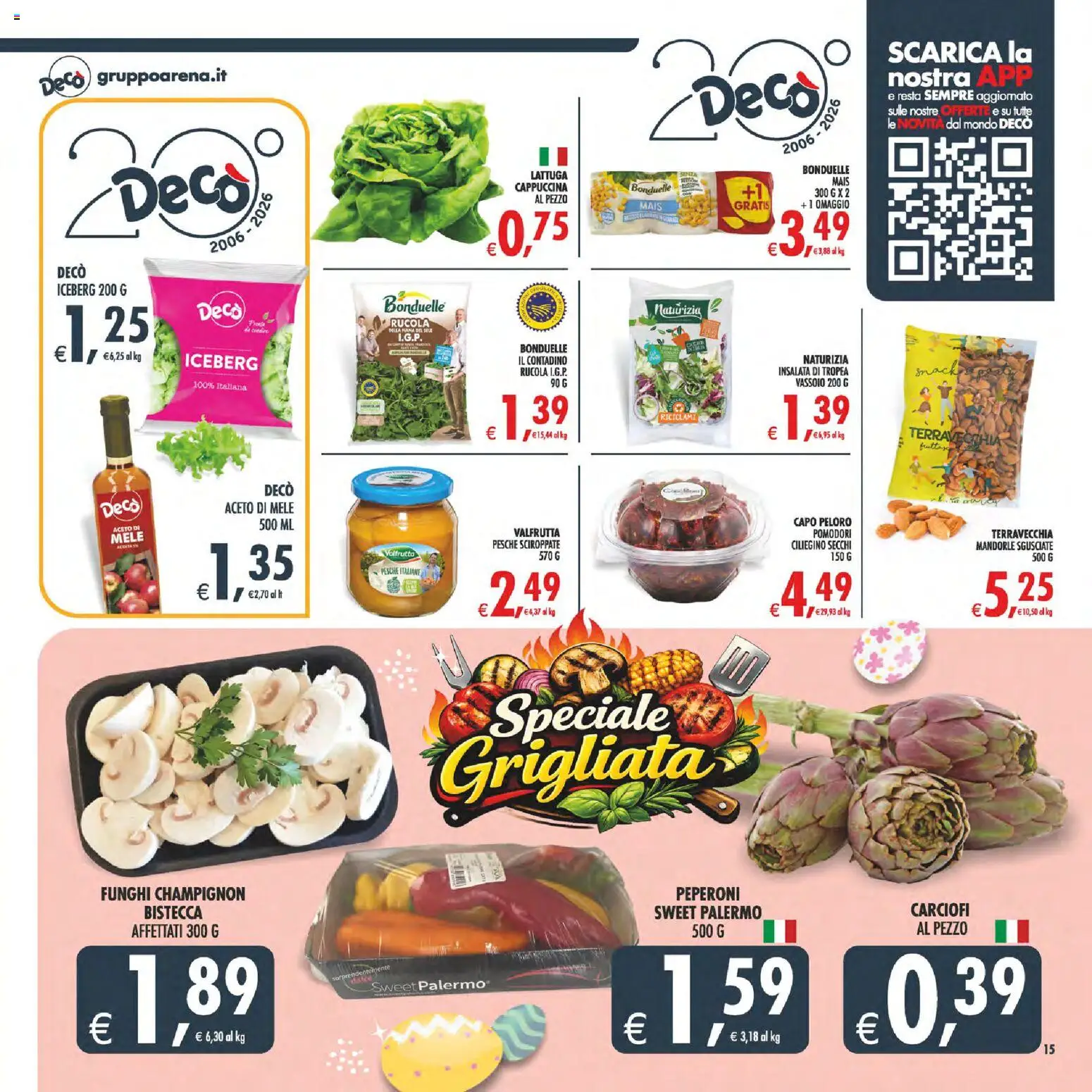 Volantino Decò del 27.03.2026 | Pagina: 15 | Prodotti: Mele, Aceto di mele, Mandorle, Carciofi