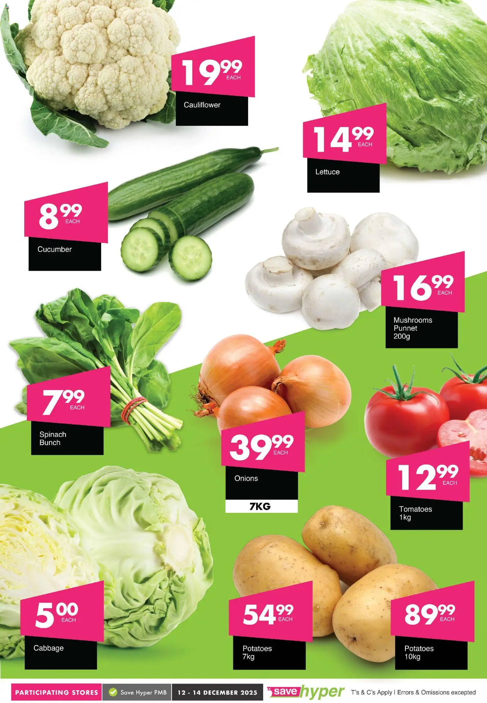 New Save catalogue – valid from 12.12.2025 | Page: 2 | Products: Cauliflower, Tomatoes, Potatoes, Onions