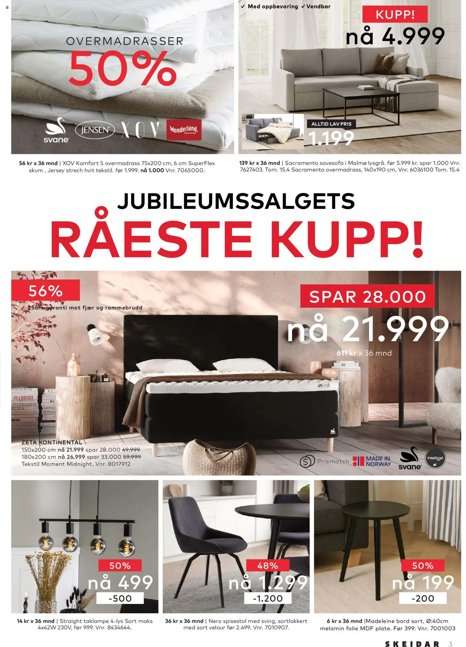 {H1} | Side: 3 | Produkter: Taklampe, Gown, Overmadrass, Sovesofa