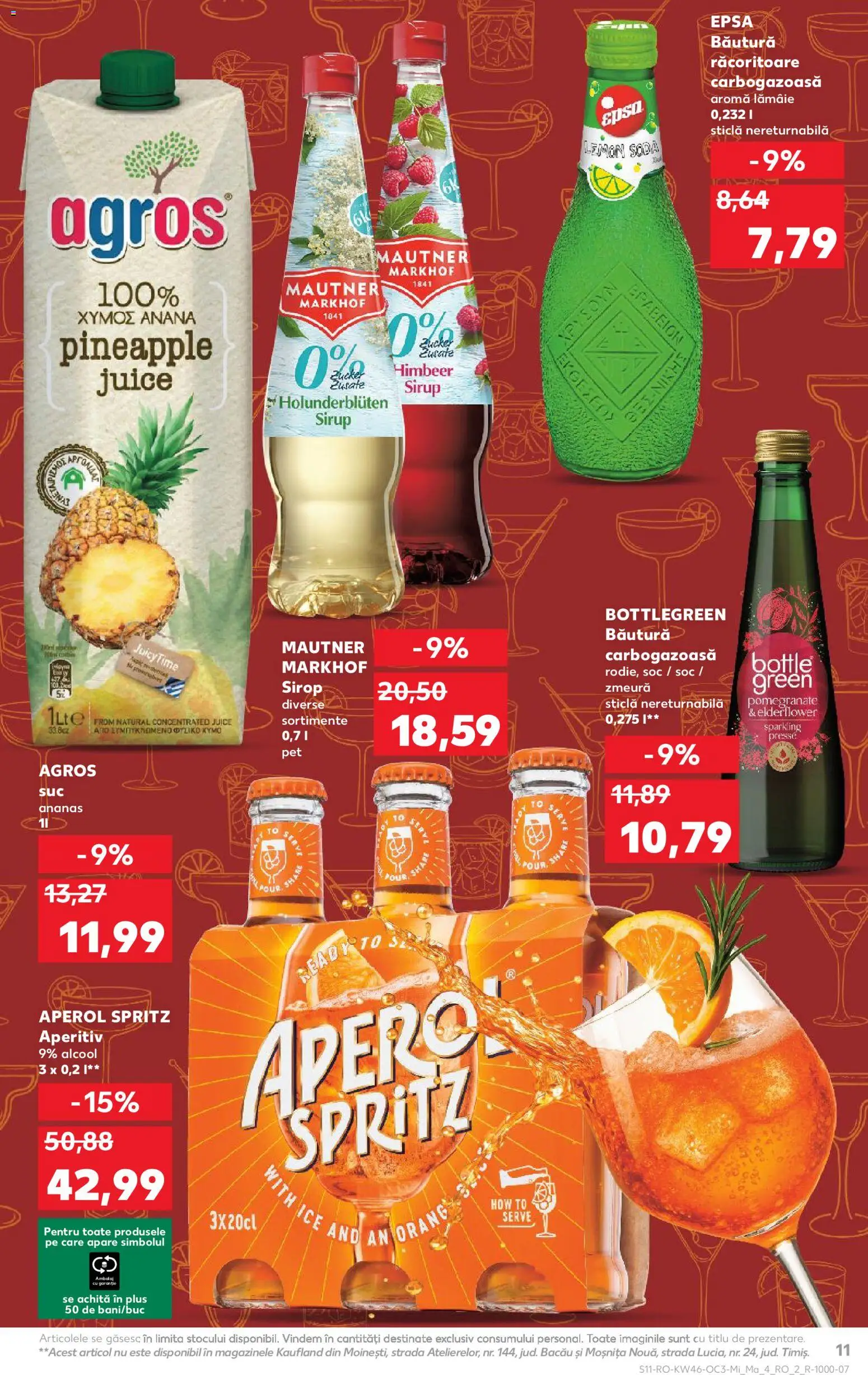 Noul catalog Kaufland – valabil de la 12.11.2025 | Pagină: 11 | Produse: Suc, Sirop, Aperol, Lămâie