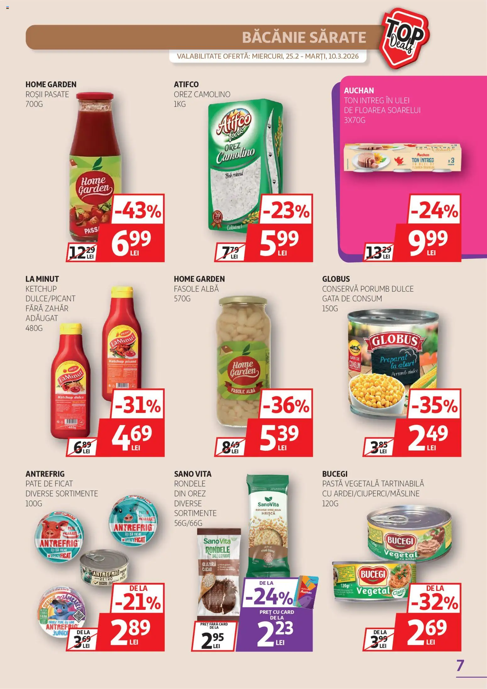 Noul catalog Auchan – valabil de la 25.02.2026 | Pagină: 7 | Produse: Orez, Porumb, Bant, Zahăr