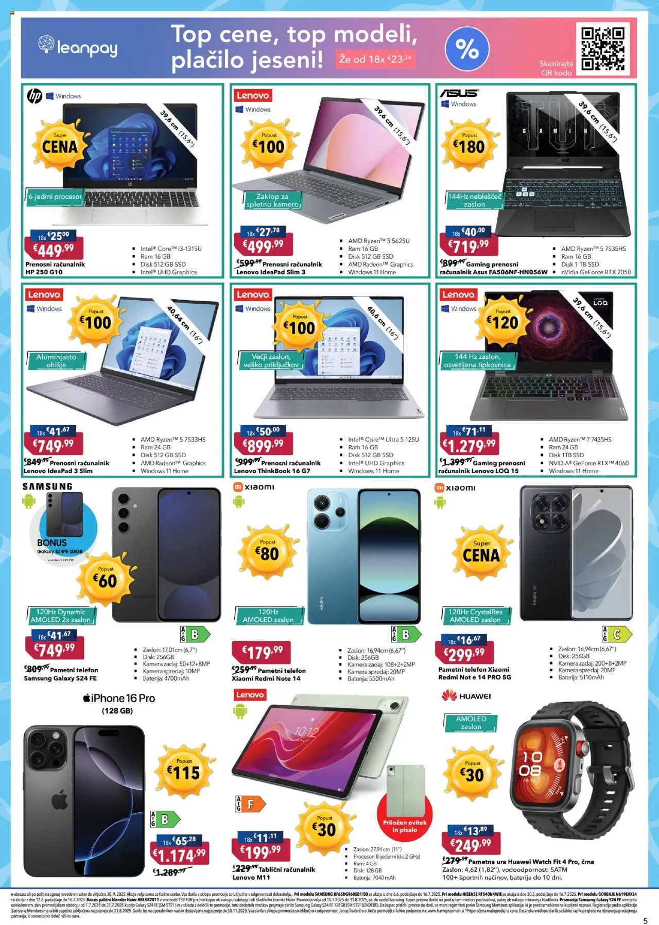 Harvey Norman katalog │ velja od 10.07.2025 | Stran: 5 | Izdelki: Pametni telefon, Ura, Prenosni racunalnik, Tipkovnica