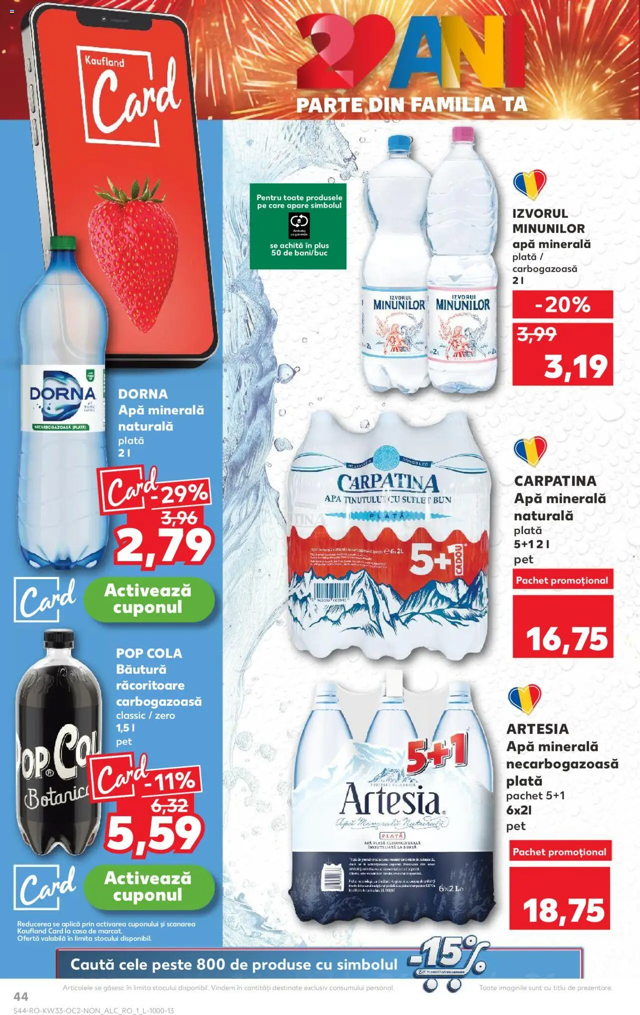 Kaufland RO akciós ujság - amely érvényes a következő dátumtól: 13.08.2025 | Oldal: 44 | Termékek: Cola