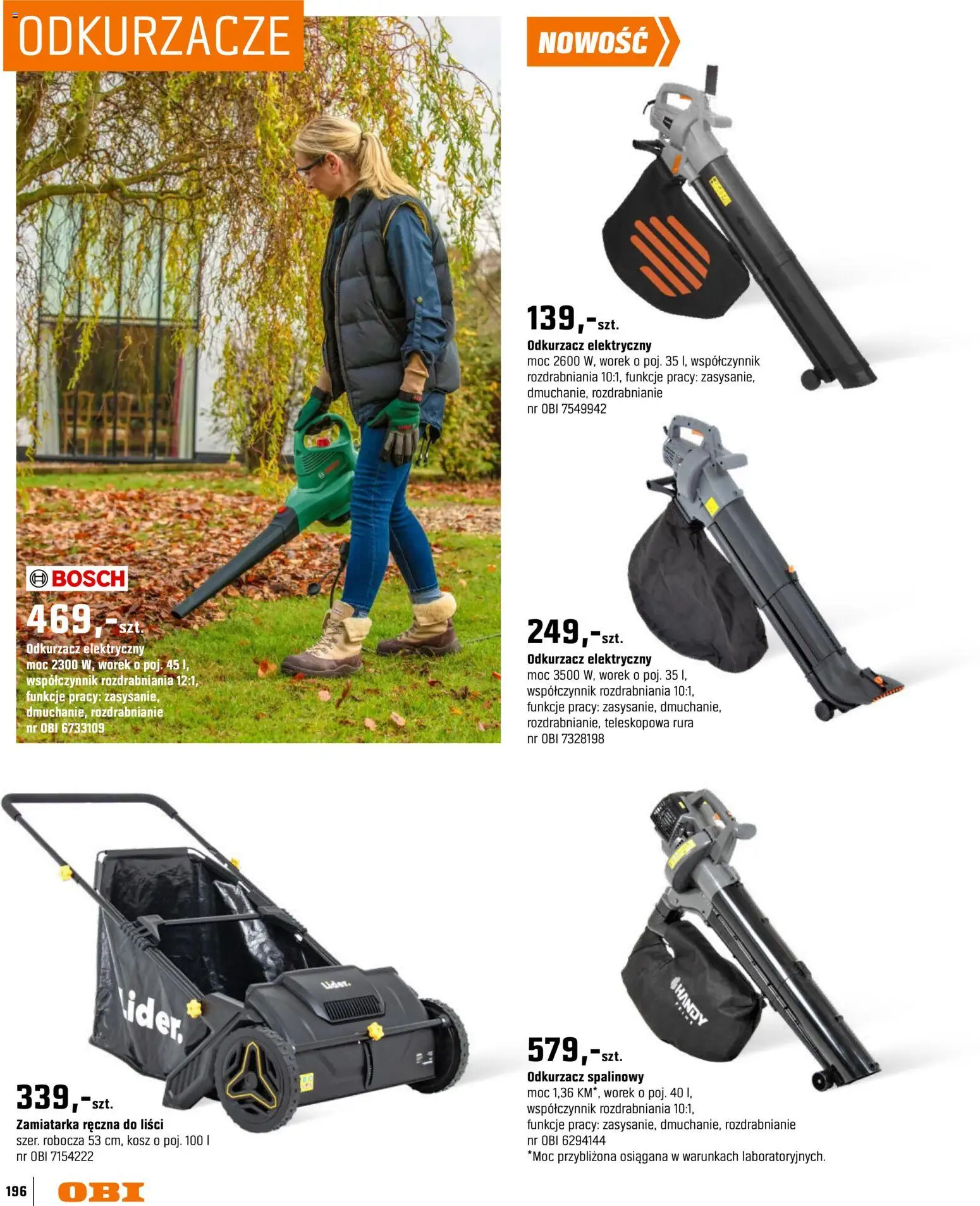 OBI gazetka - Ogród od 11.03.2026 | Strona: 196 | Produkty: Odkurzacz, Kosz