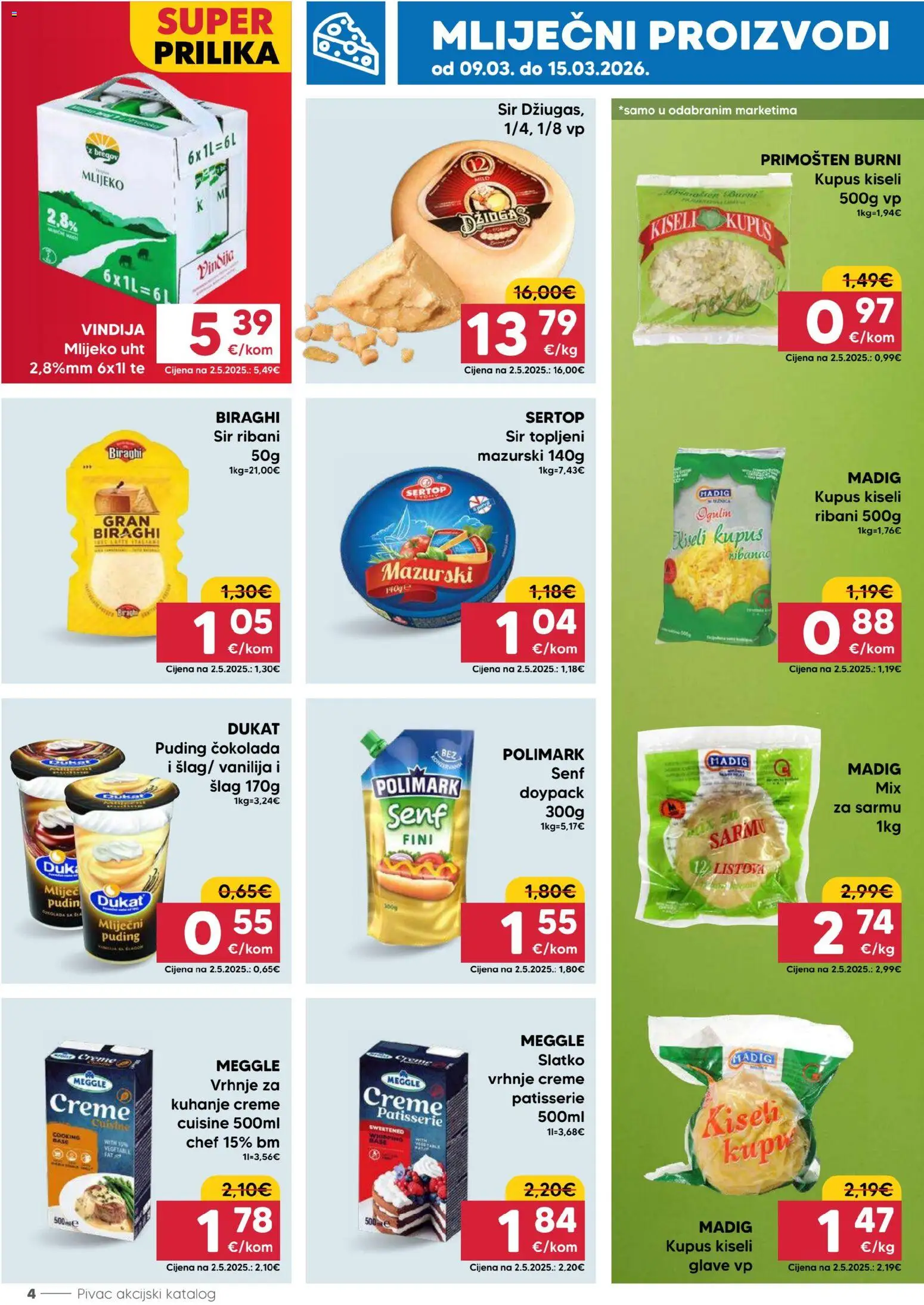 Pivac katalog | vrijedi od 09.03.2026 | Stranica: 4 | Proizvodi: Vindija, Mlijeko, Puding, Šlag
