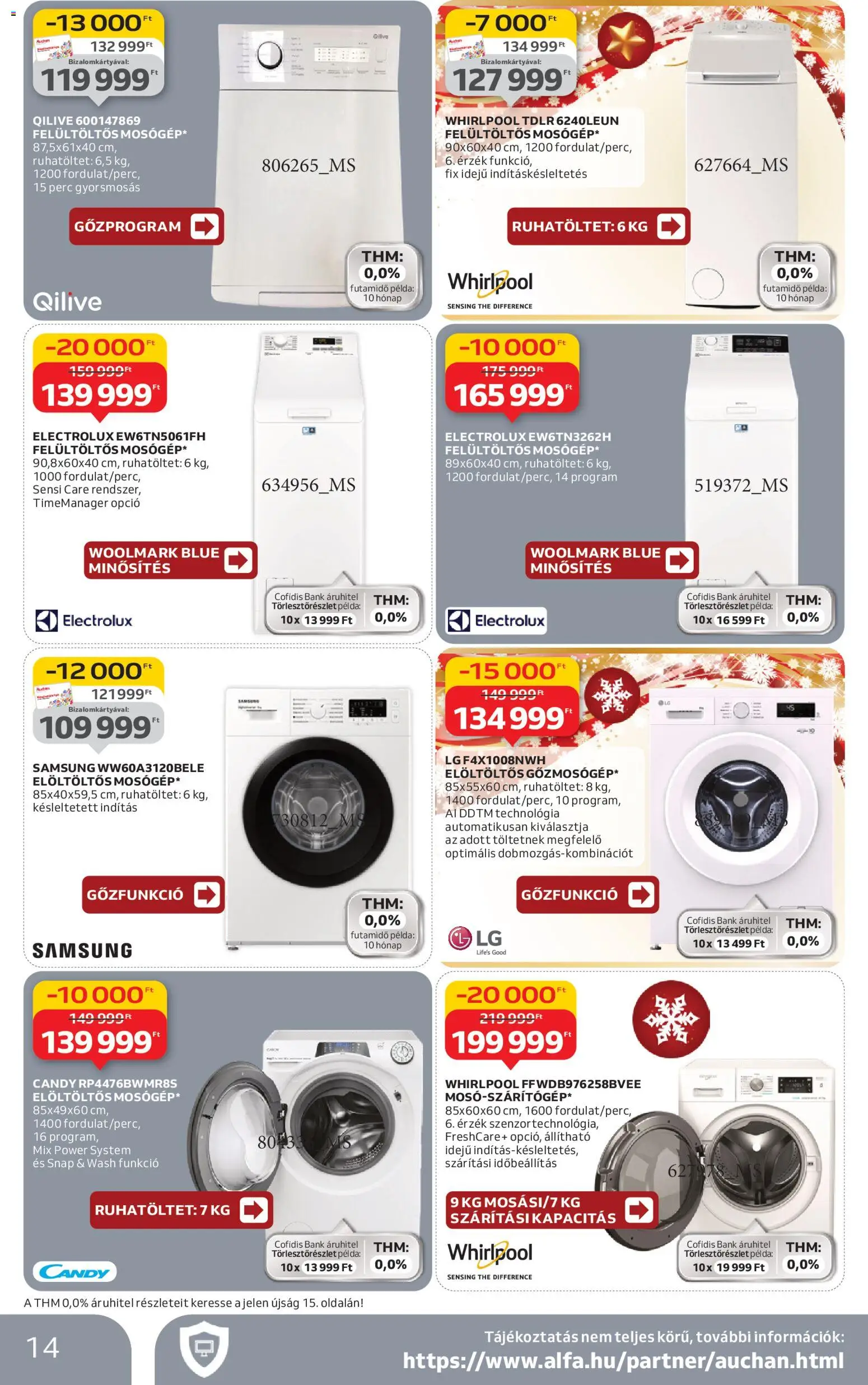 Auchan akciós ujság - amely érvényes a következő dátumtól: 27.11.2025 | Oldal: 14 | Termékek: Mosógép, Samsung, Felültöltős mosógép