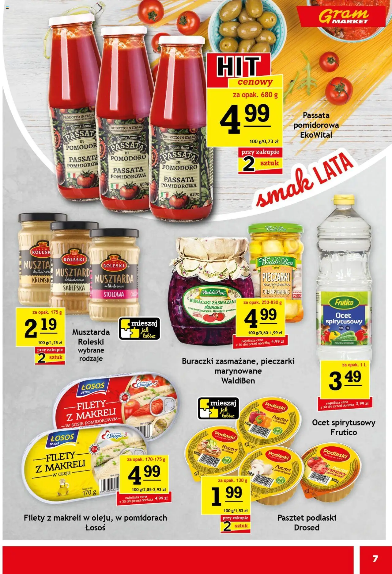 Gram Market Gazetka od 20.08.2025 | Strona: 7 | Produkty: Ocet spirytusowy, Łosoś, Papryka, Musztarda