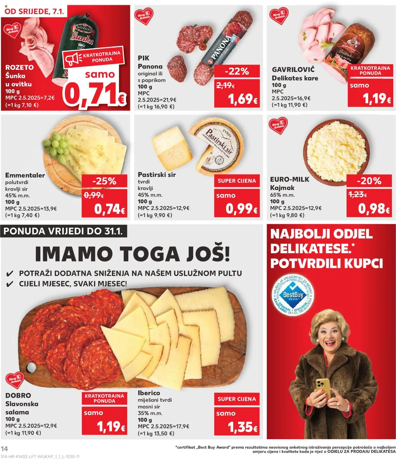 Kaufland katalog | vrijedi od 07.01.2026 | Stranica: 14 | Proizvodi: Sir, Salama, Šunka, Kajmak