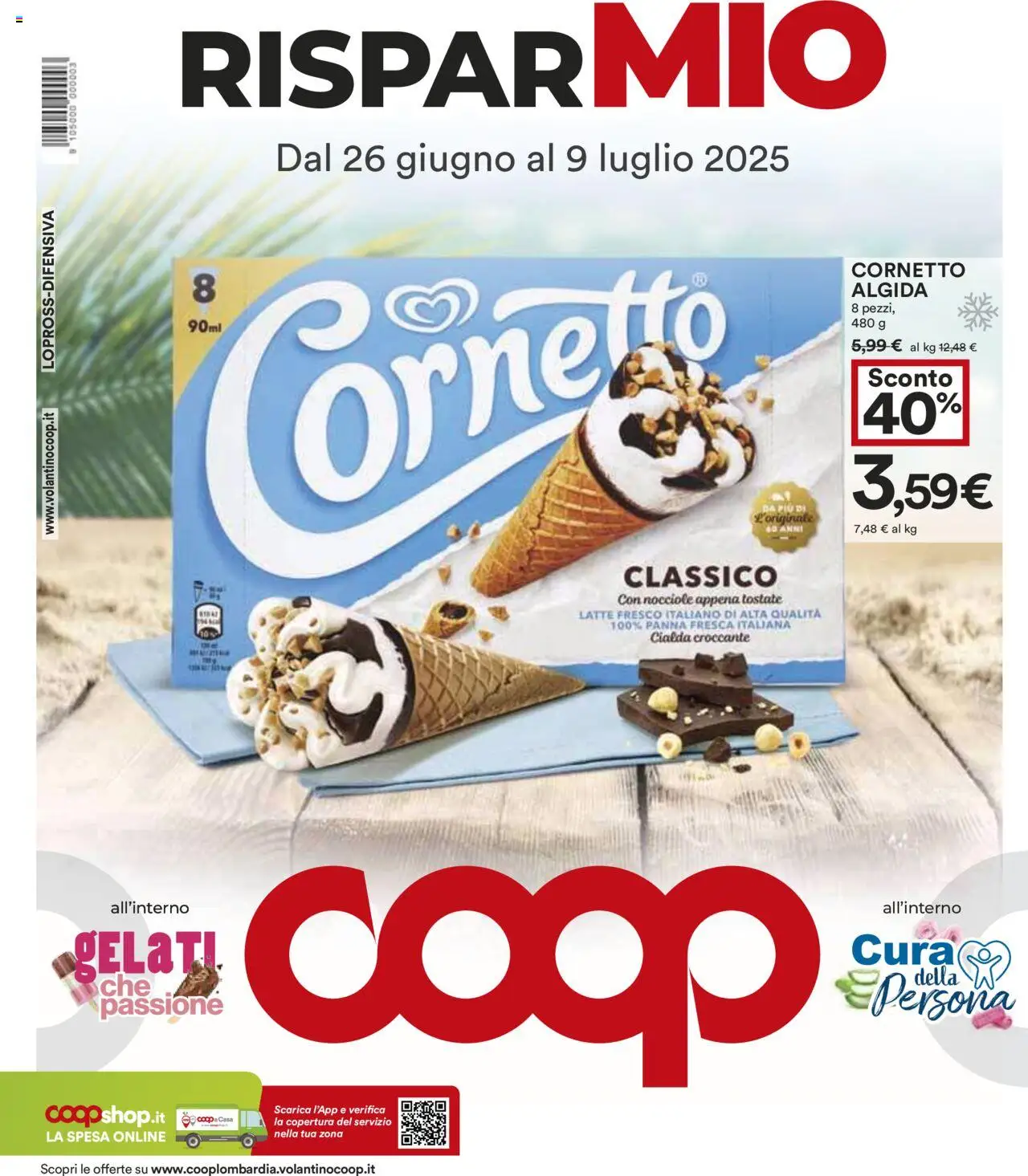 Volantino COOP del 26.06.2025 | Pagina: 1 | Prodotti: Cornetto, Panna, Latte, Nocciole