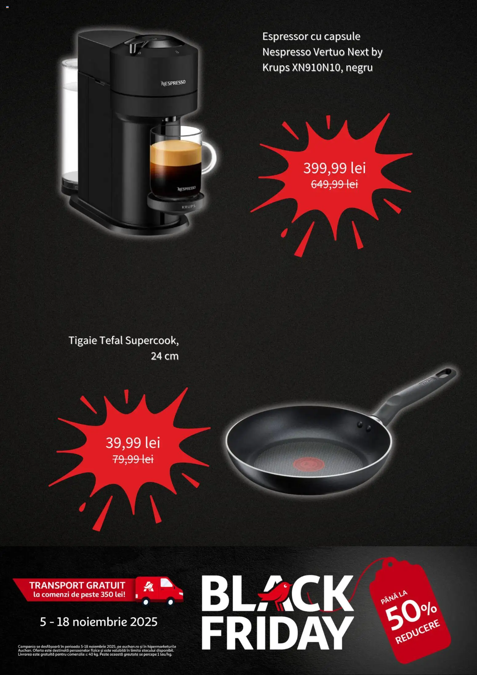 Noul catalog Auchan – valabil de la 05.11.2025 | Pagină: 3 | Produse: Espressor, Tigaie, Pește