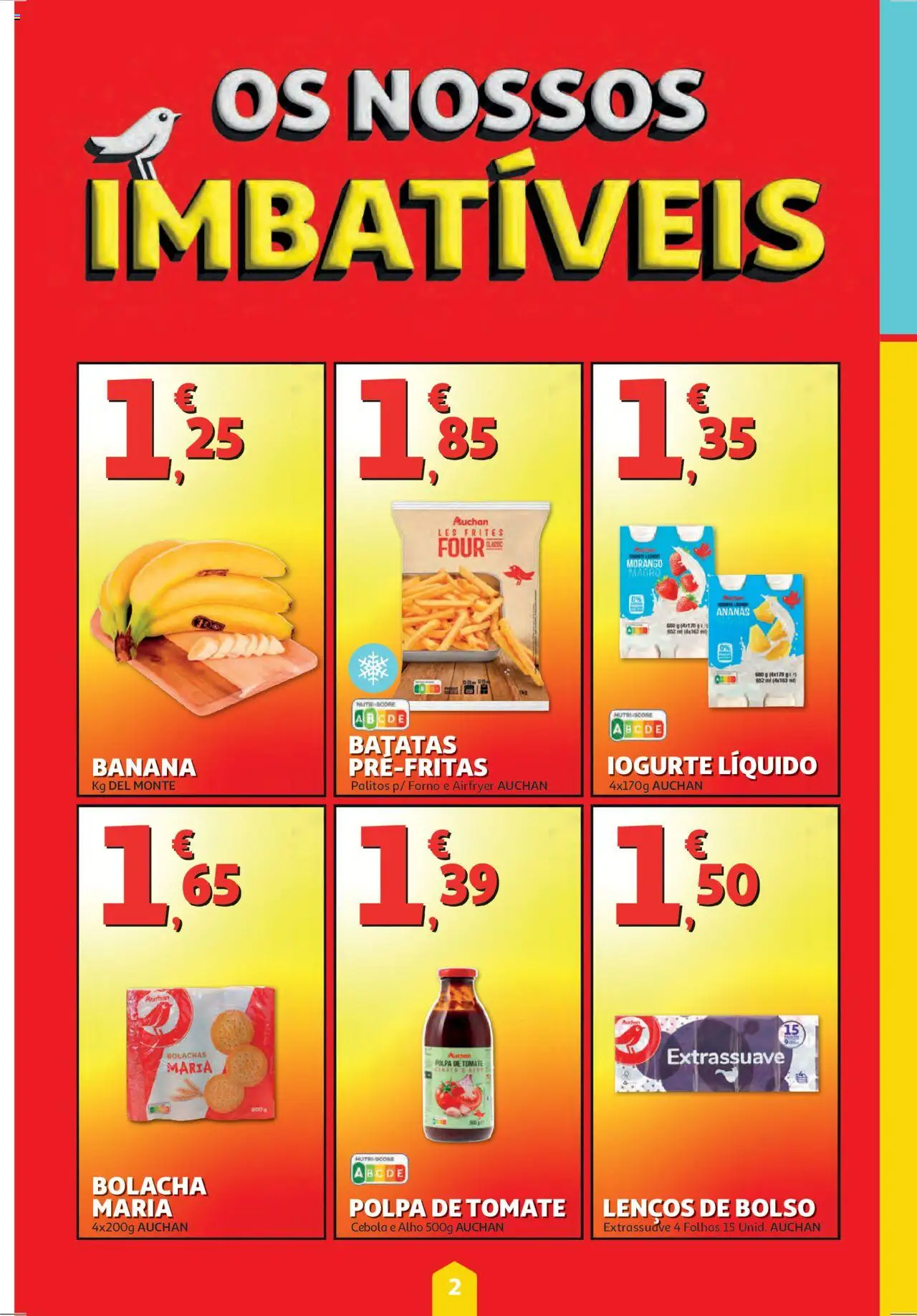 Auchan folheto │ válido de 18.09.2025 | Página: 2 | Produtos: Banana, Bolachas, Cebola, Iogurte liquido