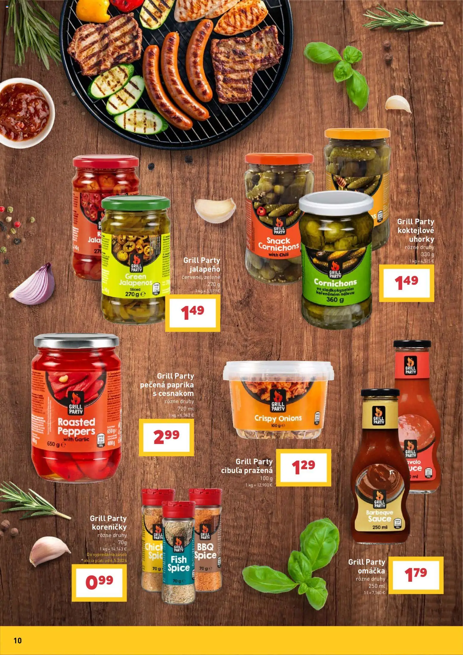 Nové Billa akcie – leták je platný od 29.04.2026 | Strana: 10 | Produkty: Paprika, Cibuľa, Omáčka, Uhorky