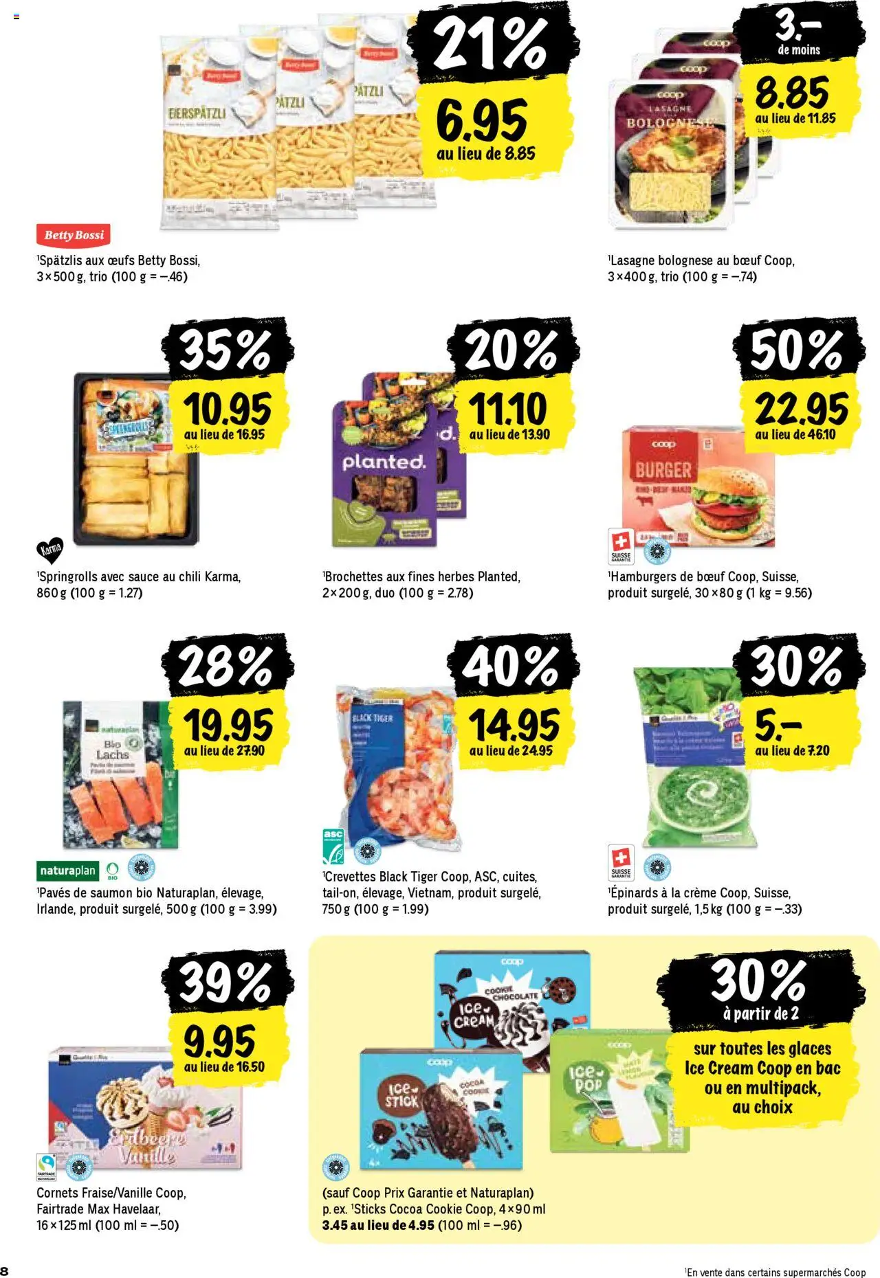 Coop - Les actions de la semaine ab 07.08.2025 | Seite: 8 | Produkte: Burger, Lachs, Chili, Creme