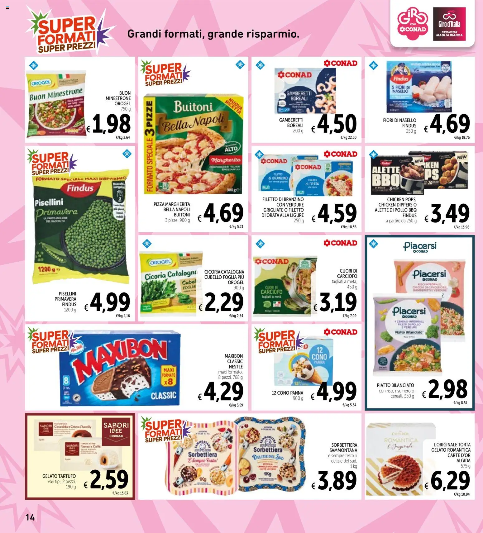 Volantino Spazio Conad del 30.04.2026 | Pagina: 14 | Prodotti: Minestrone, Tartufo, Caffè, Branzino