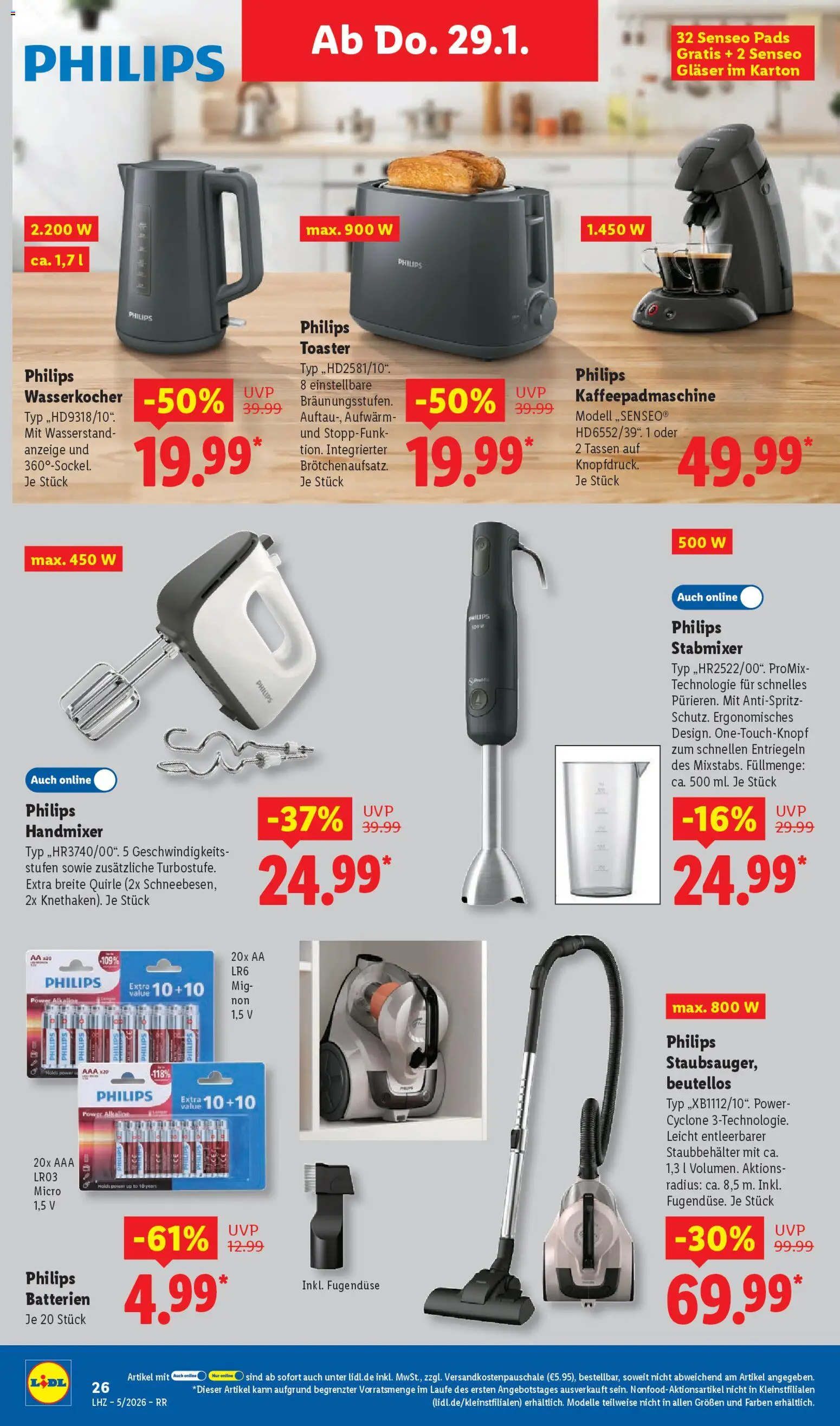 Lidl Prospekt Bestwig – gültig ab 26.01.2026 | Seite: 48 | Produkte: Senseo, Toaster, Batterien, Stabmixer