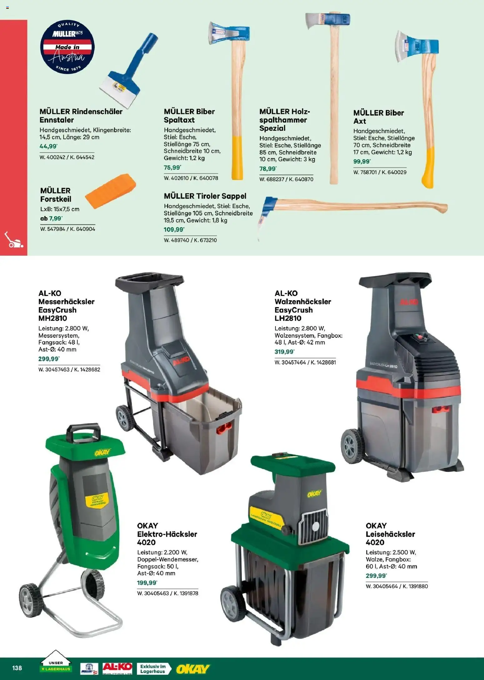Lagerhaus Garten & Freizeit Katalog 2026 - Schweiggers, Bad Aussee  gültig ab 01.03.2026 | Seite: 138 | Produkte: Gewicht