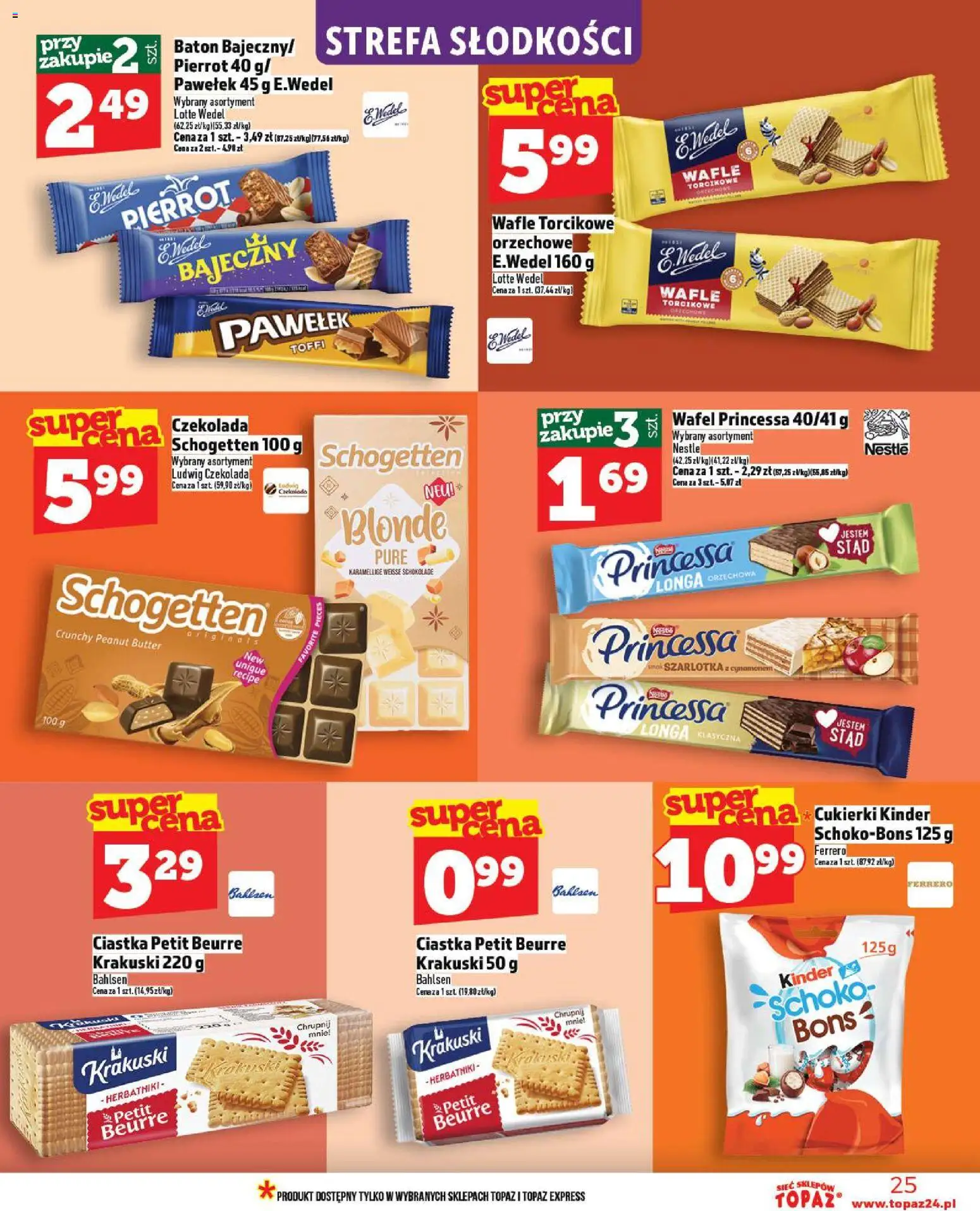 Topaz Gazetka - Ceny małe na stałe od 06.11.2025 | Strona: 25 | Produkty: Wafle, Herbatniki, Baton, Czekolada