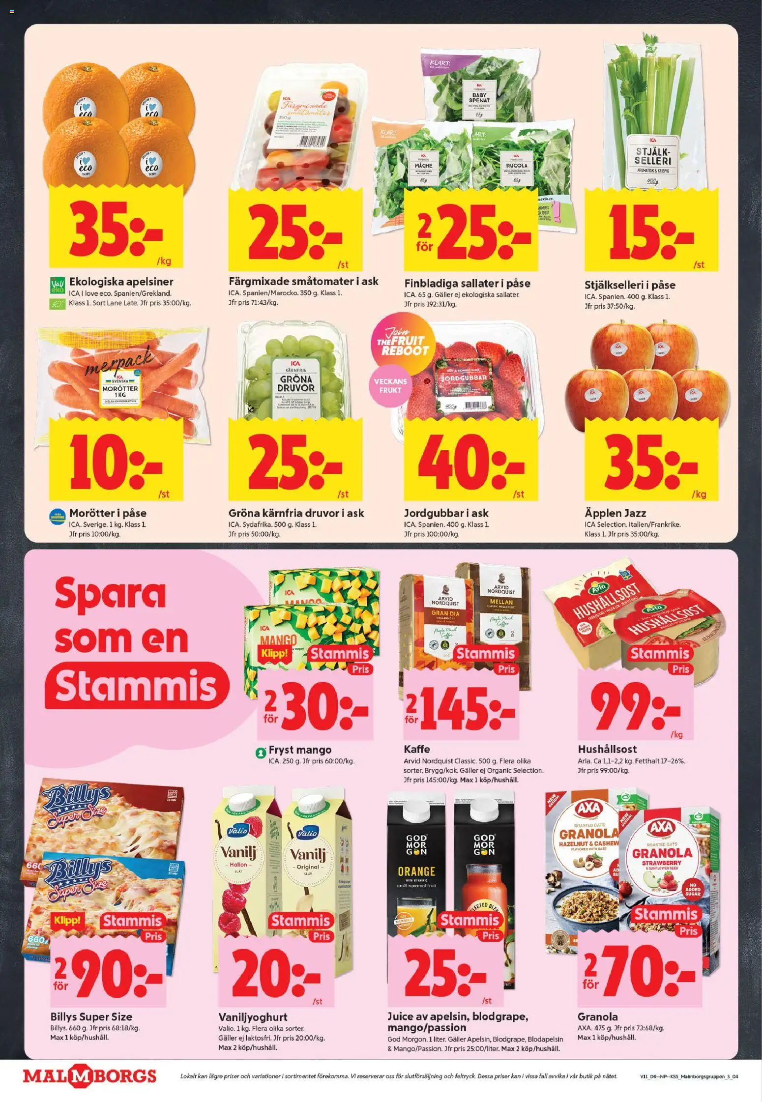 ICA Kvantum reklamblad aktuell från 09.03.2026 | Sida: 4 | Produkter: Galler, Äpplen, Jordgubbar, Mango