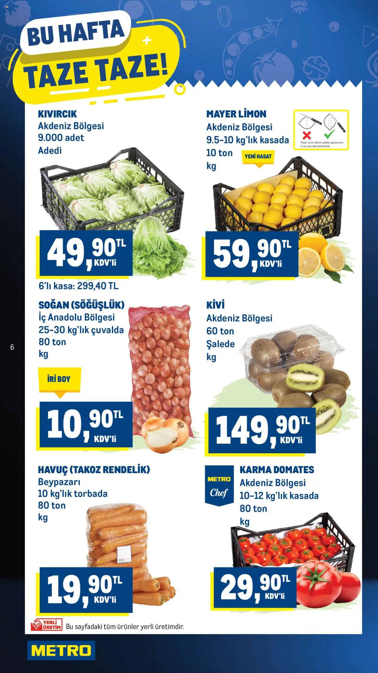 Metro Katalog - 02.10.2025 tarihinden itibaren geçerlidir | Sayfa: 6 | Ürünler: Domates, Soğan, Limon, Kasa