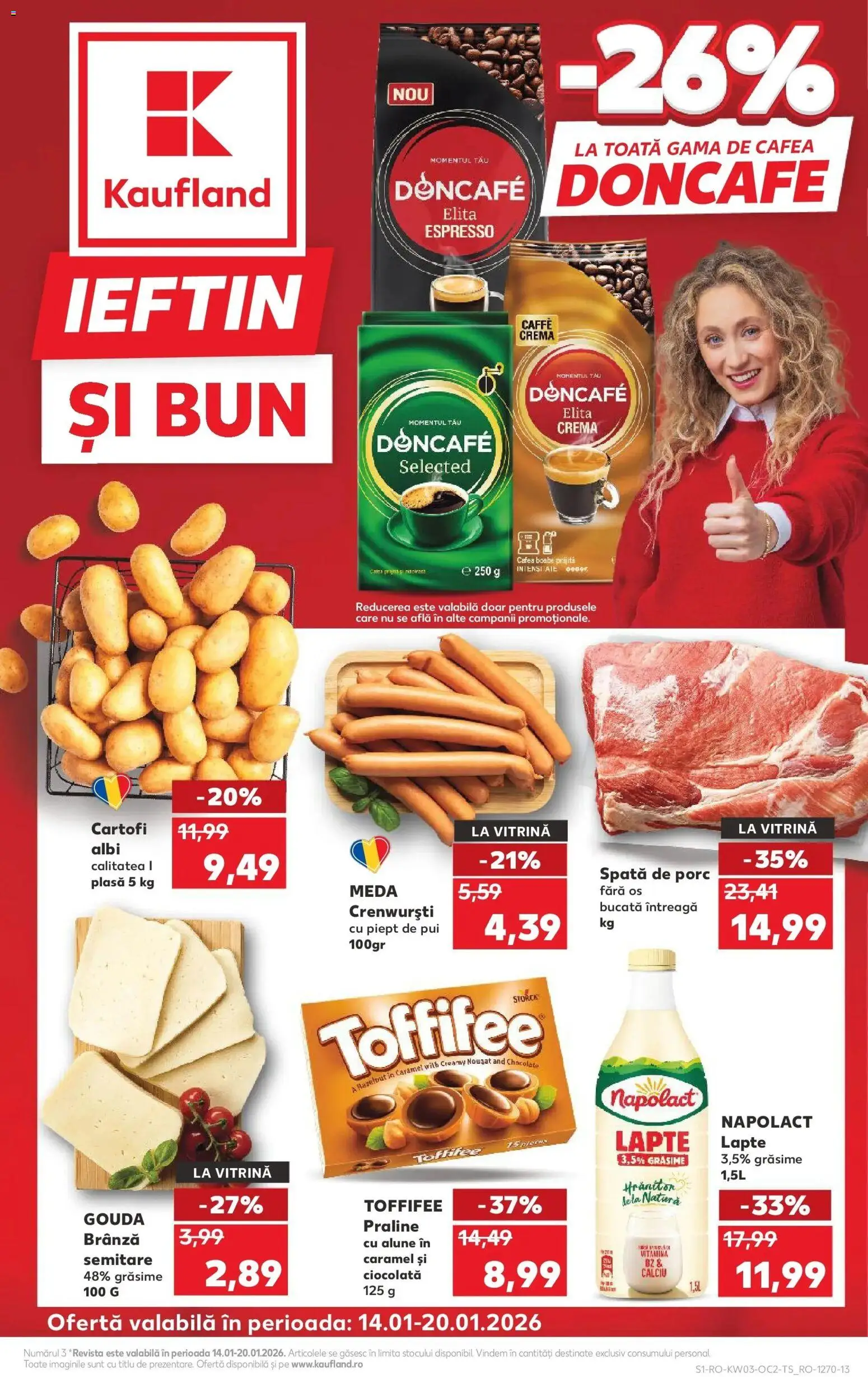 Noul catalog Kaufland – valabil de la 14.01.2026 | Pagină: 1 | Produse: Cafea, Ciocolată, Cartofi, Gouda