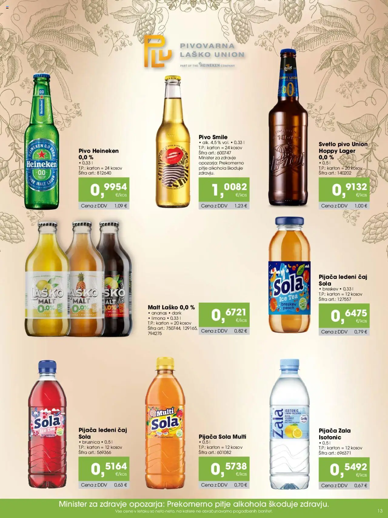 Novi Tuš katalog ponudbe – veljaven od 07.10.2025 | Stran: 13 | Izdelki: Ledeni čaj, Pivo, Limona, Breskev