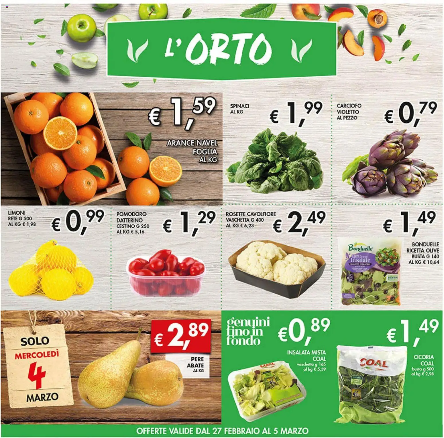 Volantino Coal del 27.02.2026 | Pagina: 2 | Prodotti: Arance, Insalata, Olive, Spinaci