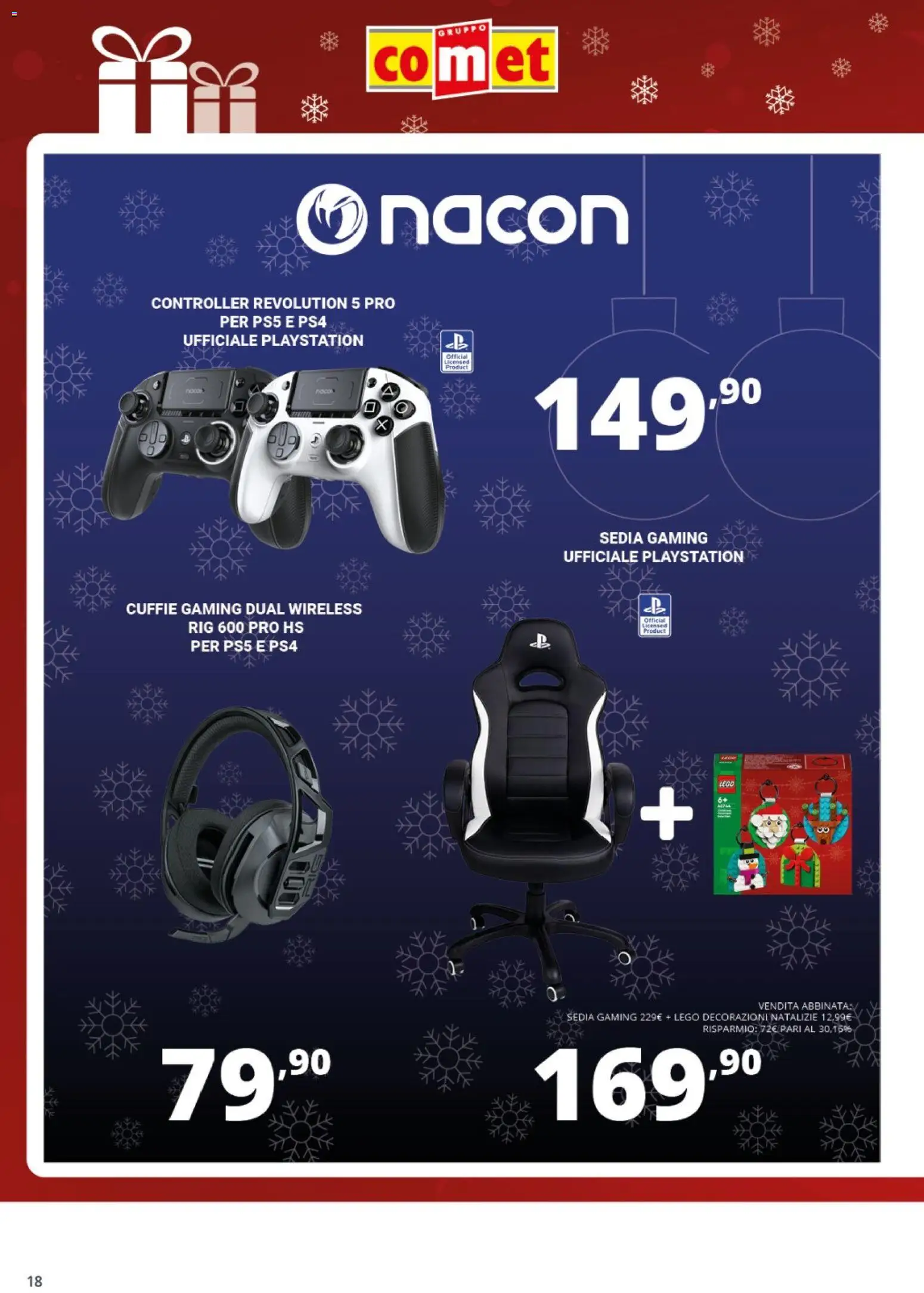 Volantino Comet del 05.12.2025 | Pagina: 18 | Prodotti: Cuffie, Playstation, Sedia, Decorazioni