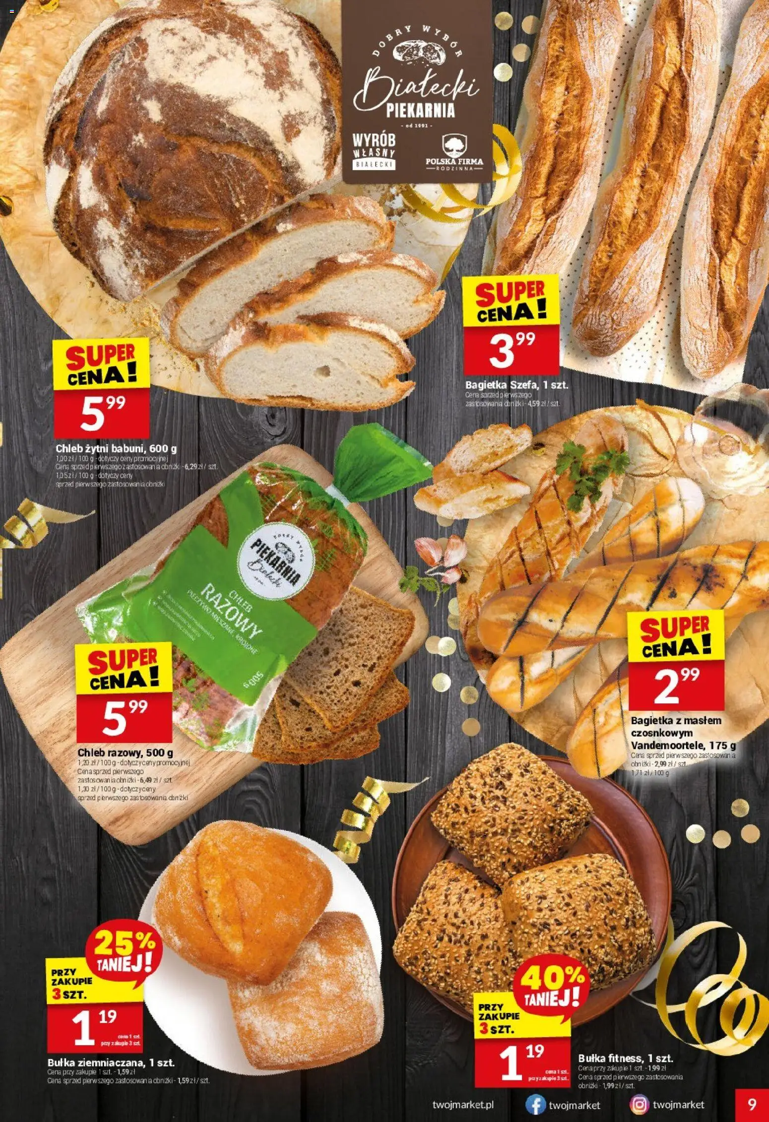 Twój Market Gazetka od 29.12.2025 | Strona: 9 | Produkty: Piekarnia, Bułka, Bagietka, Chleb