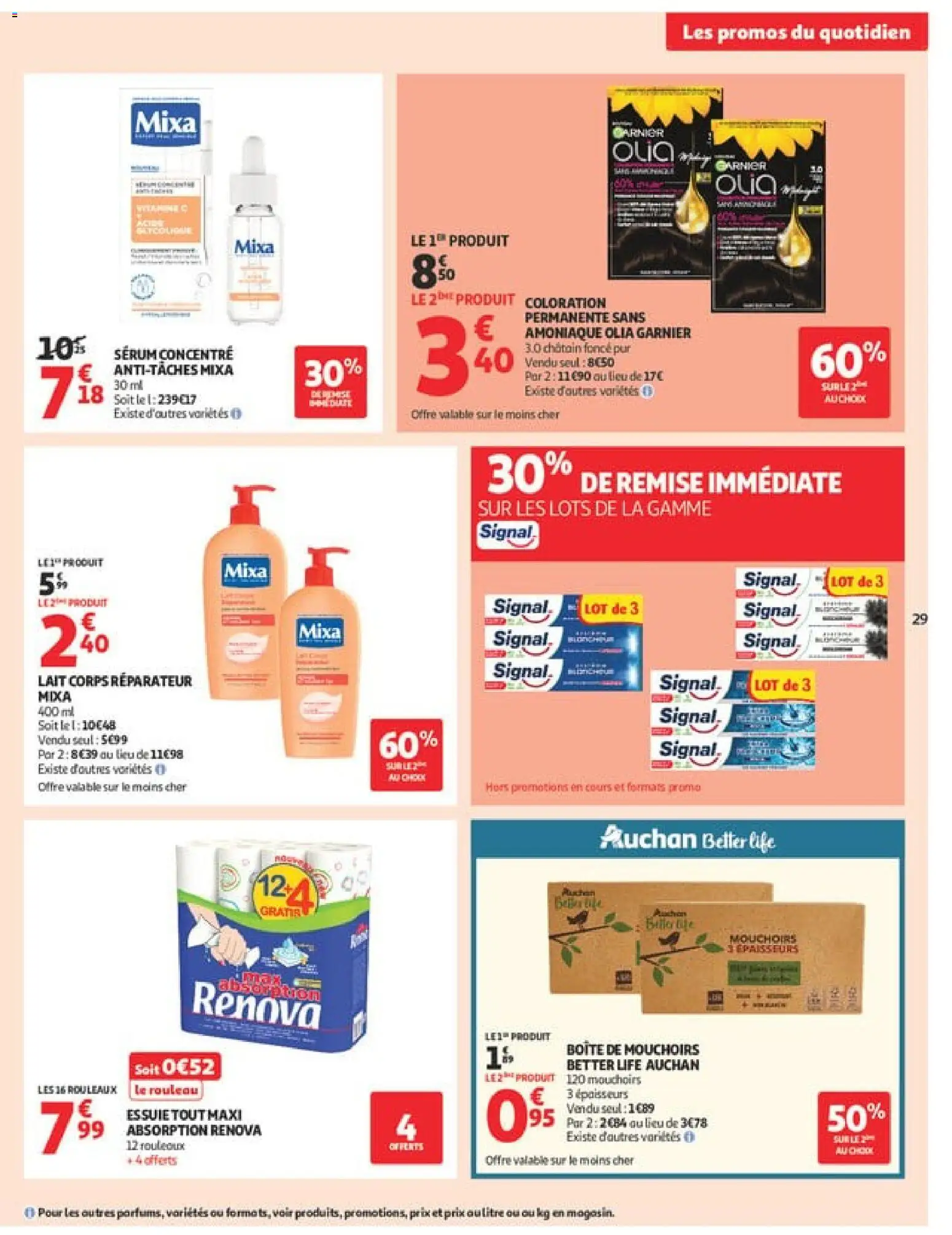 {H1} | Page: 29 | Produits: Serum, Coloration, Rouleau, Lait