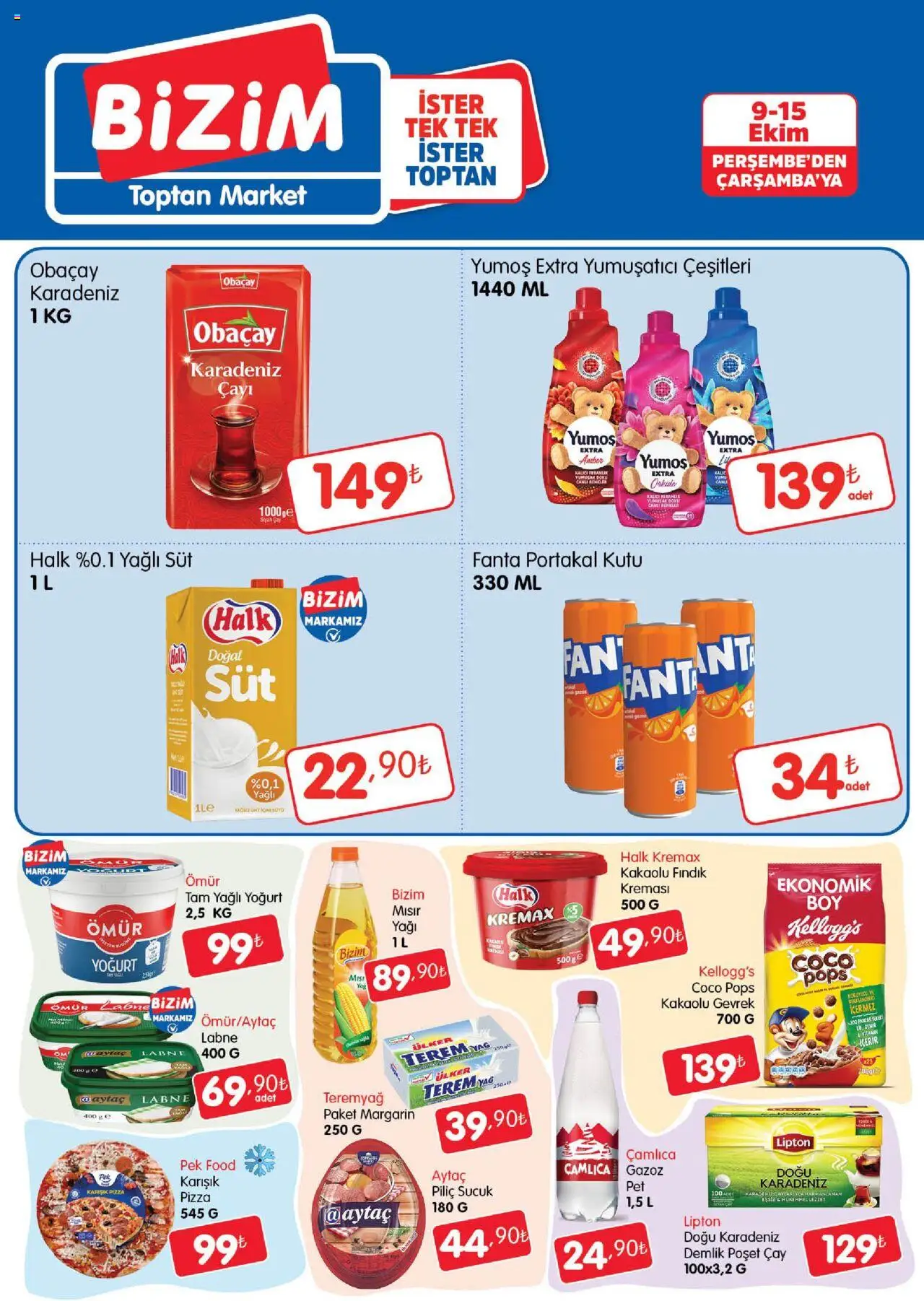 Bizim Toptan Katalog - 09.10.2025 tarihinden itibaren geçerlidir | Sayfa: 1 | Ürünler: Süt, Pizza, Yağ, Fındık
