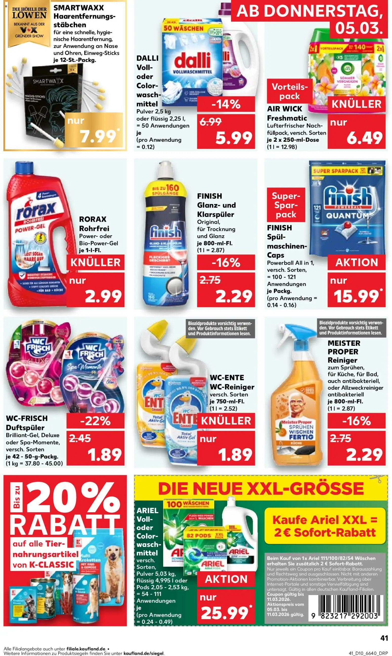 Kaufland prospekt Stuttgart	 – gültig ab 05.03.2026 | Seite: 41 | Produkte: Ariel, Finish, Klarspüler, Ente