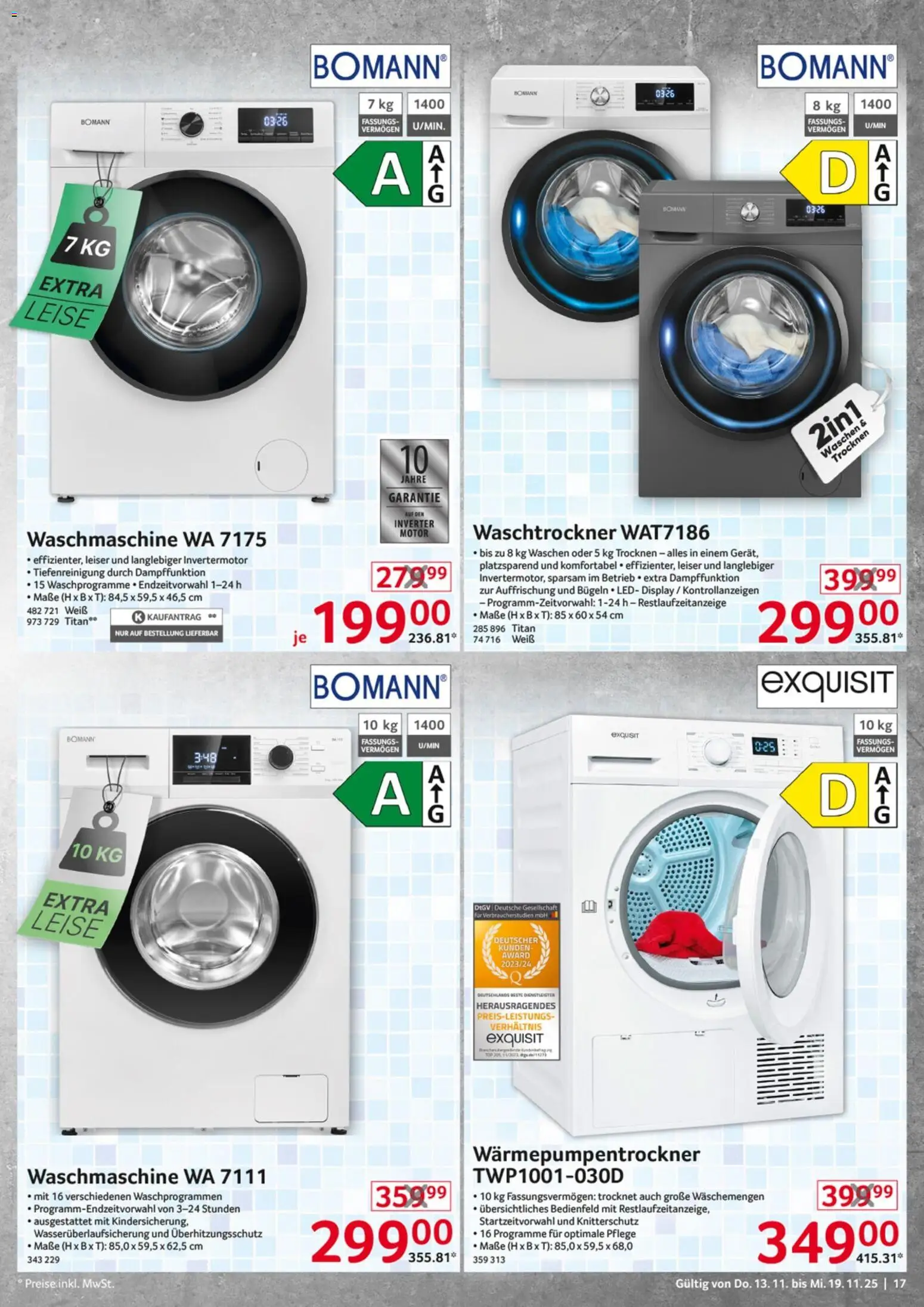 Selgros  Non Food – gültig ab 13.11.2025 | Seite: 17 | Produkte: Waschmaschine, Waschtrockner