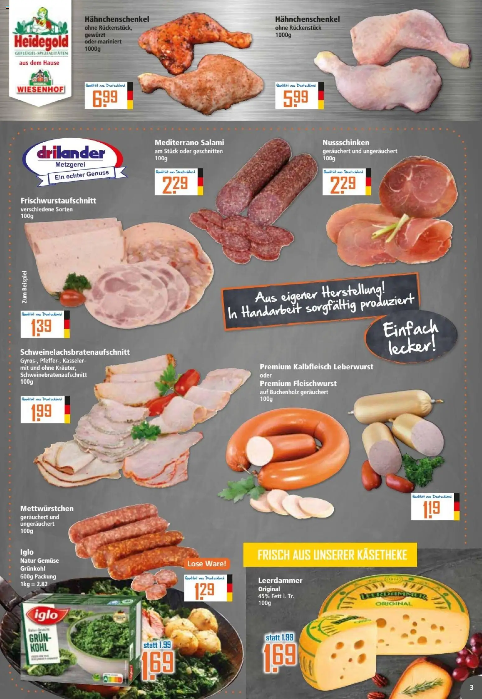 Klaas & Kock Prospekt – gültig ab 05.01.2026 | Seite: 3 | Produkte: Iglo, Leerdammer, Gemüse, Salami