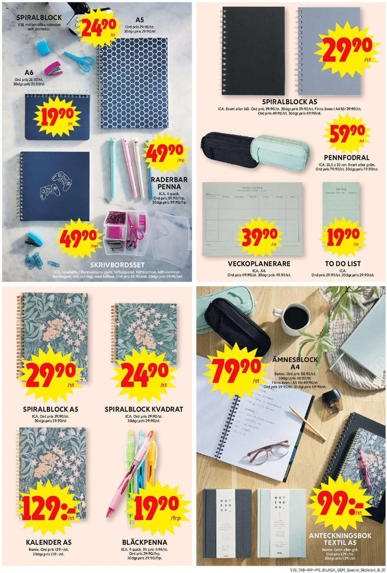 ICA Maxi reklamblad aktuell från 11.08.2025 | Sida: 21 | Produkter: Penna, Tejp, Anteckningsbok, Kalender