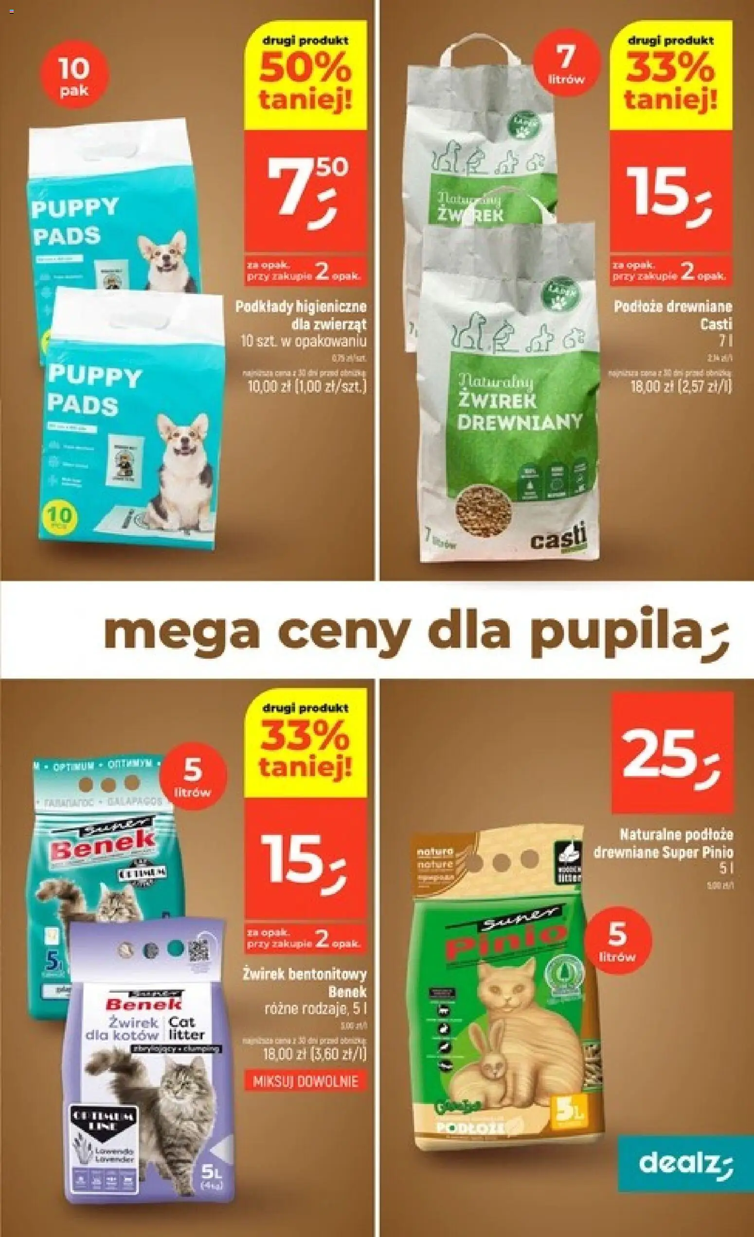 Dealz gazetka od 09.04.2026 | Strona: 43 | Produkty: Podkłady higieniczne, Żwirek bentonitowy, Żwirek drewniany