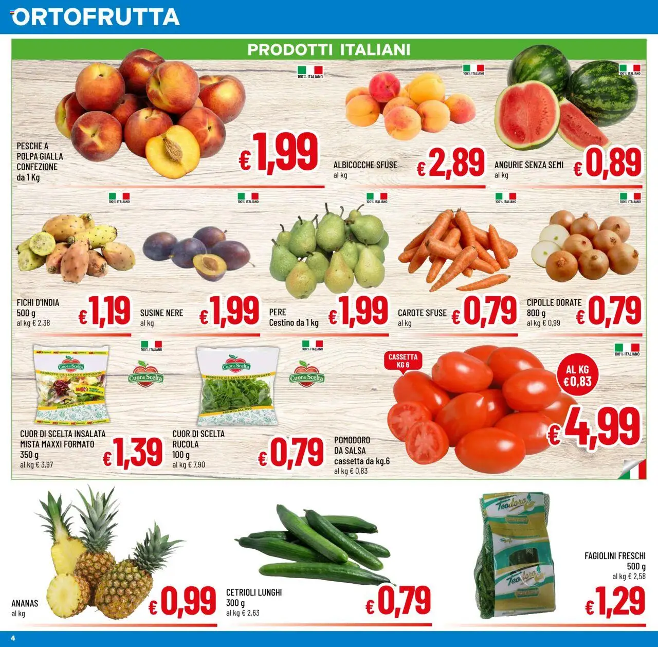 Volantino A&O del 06.08.2025 | Pagina: 4 | Prodotti: Cipolle, Salsa, Albicocche, Fagiolini